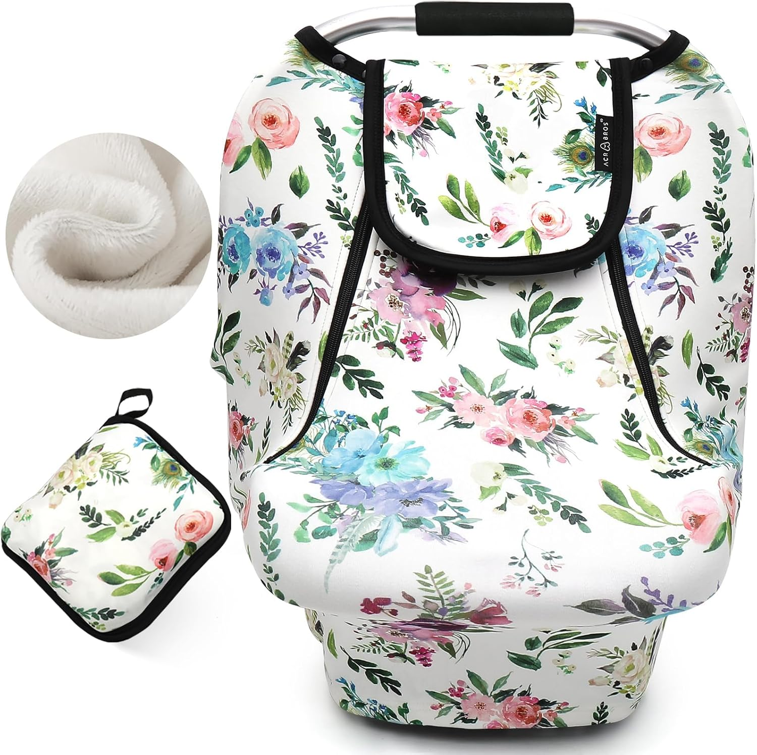 Stretchy Baby Car Seat Covers for Boys Girls Infant Car Canopy Spring Autumn Winter Snug Warm Breathable Windproof Adjustable Peep Windowinsect Freeuniversal Fitpink Arrowshower