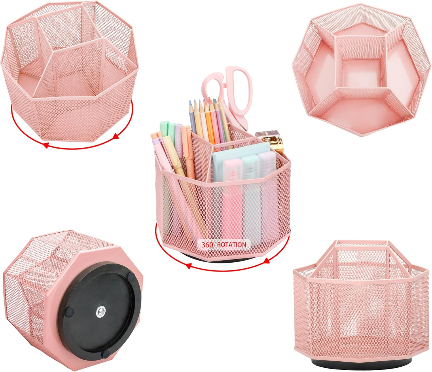 EXERZ Desk Organiser/Desk Tidy Caddy/Pen Holder/Multifunctional Organiser (Light Pink) - Light Purple image number 5