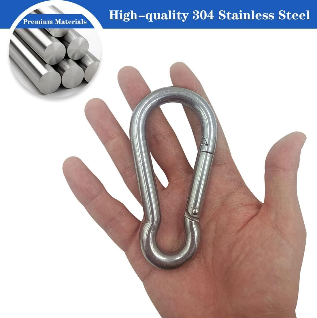 5 Pcs 4 Inch Carabiner Spring Snap Hook 304 Stainless Steel Heavy Duty Carabiner Clip