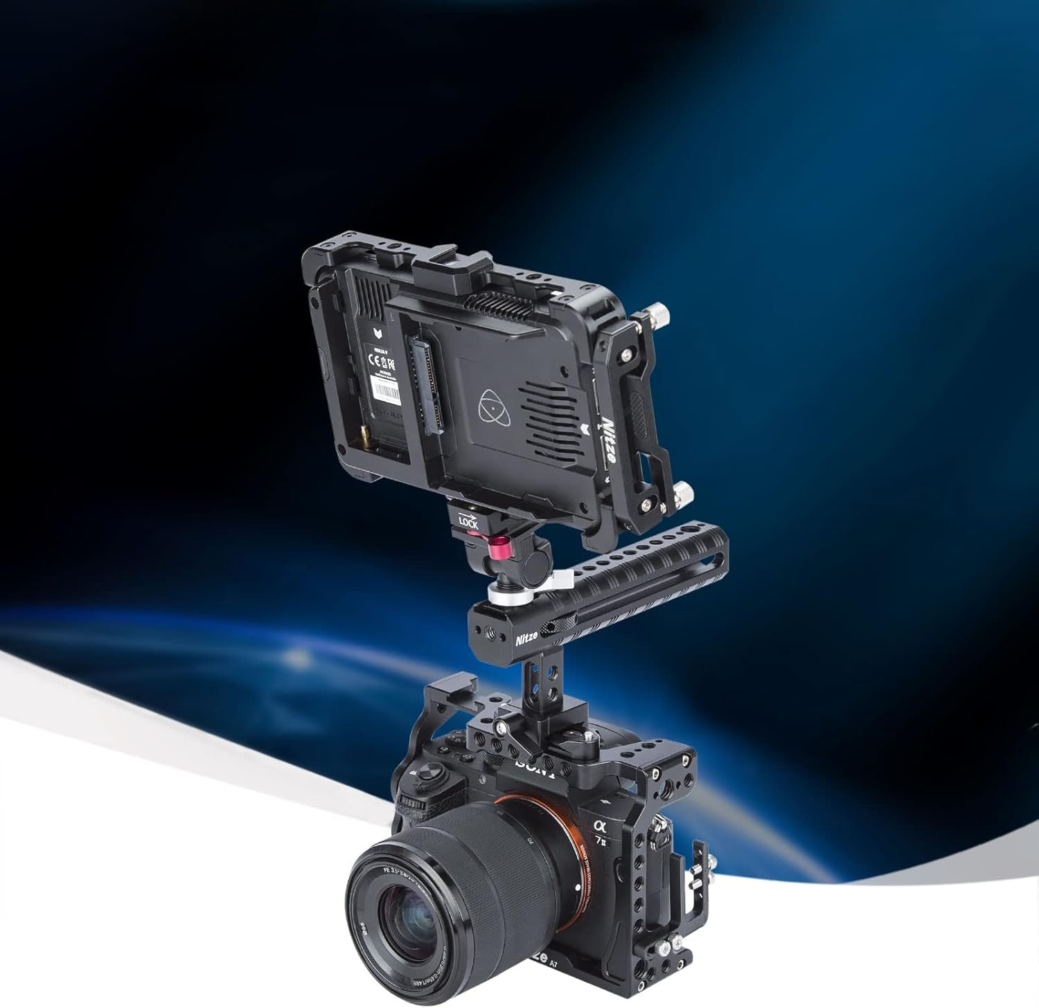 Nitze NATO Top Handle, NATO Handle with NATO Rail, Camera Top Handle, Adjustable Top Handle with Cold Shoe and Multiple Mounting Holes - PA17 image number 2