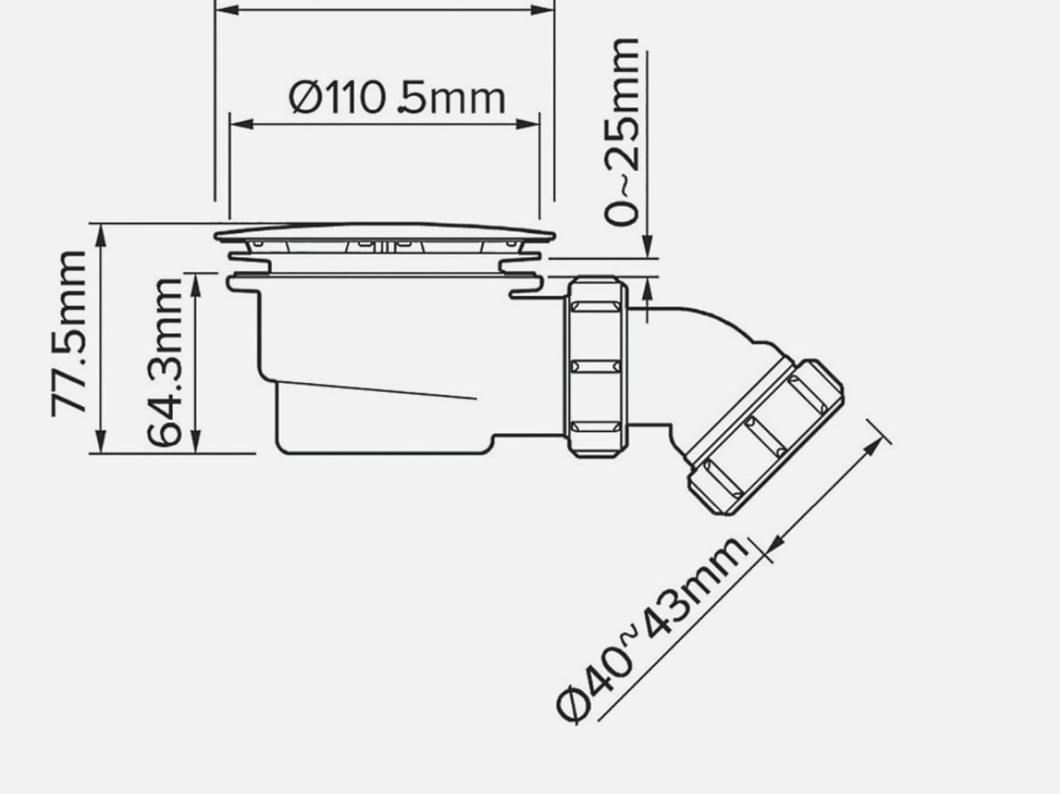 Low Profile Brushed Brass Shower Waste. Turbo Flow Shower Trap - 90Mm Easy Clean Enclosure Tray image number 2