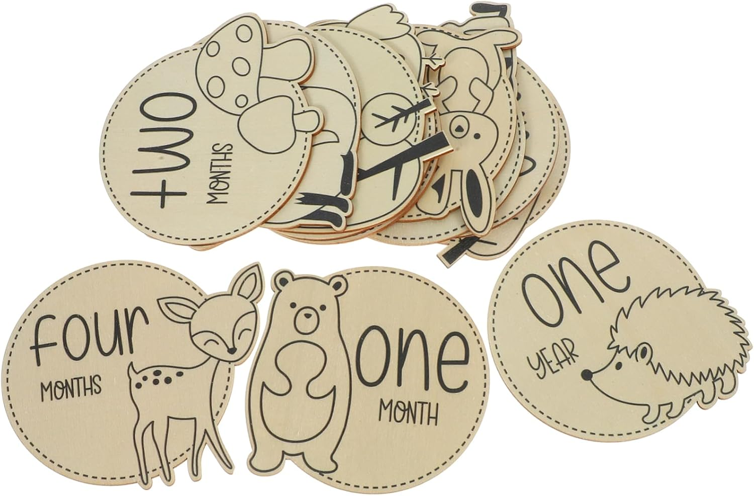 12Pcs Monthly Milestone Discs for Growth Animal Themed Milestone Cards for Newborn Photo Props Present for Parents image number 3