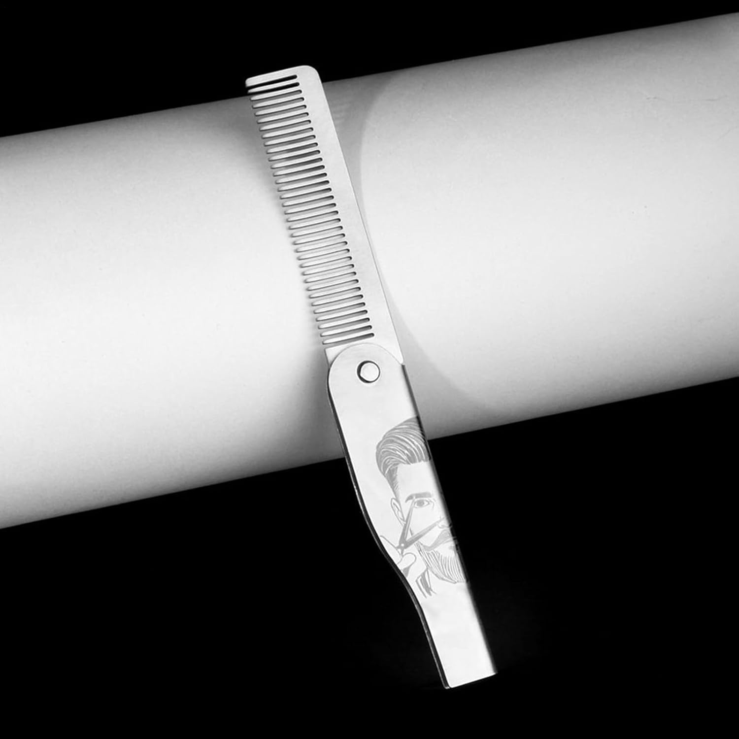 Beard Comb for Men | Dad Him Beard Brush,Foldable Stainless Steel Portale Brush for Home Grooming Men Dad Husband Styling Adult Travel - Black image number 7