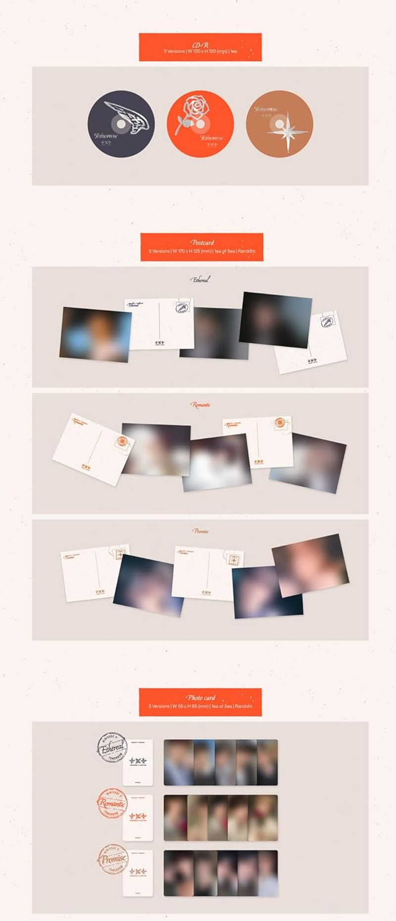 TXT Minisode 3 : TOMORROW 6Th Mini Album Standard Ethereal Version Cd+1P Poster on Pack+144P Photobook+1Ea Lyric Leaflet+1P Postcard+1P Photocard+2Ea Sticker+Tracking Sealed image number 1