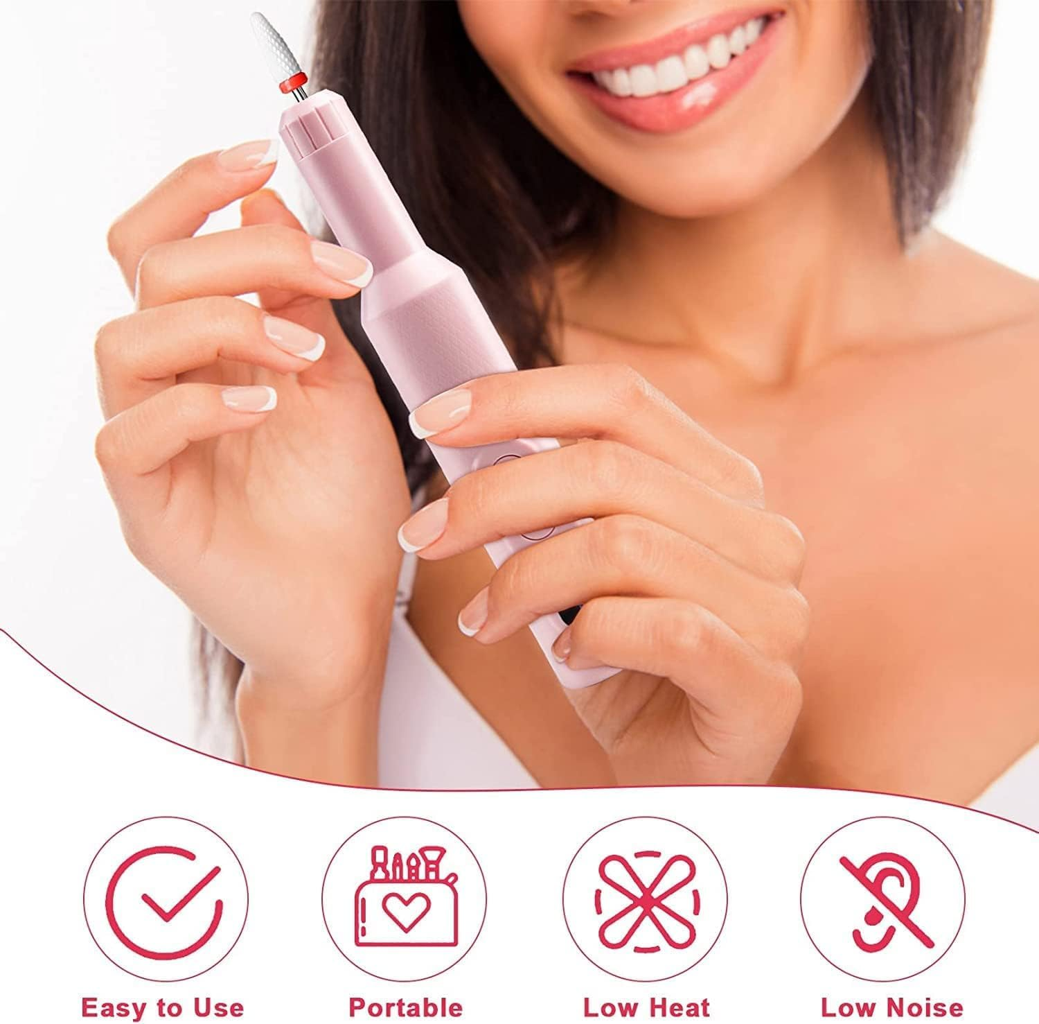 XIULIUU Electric Nail Drill, 13 in 1 Manicure Pedicure Set, Portable, with Nail Drill Bits, Sanding Bands, Adjustable Speed image number 6