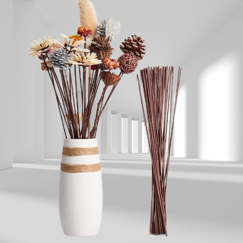 HIGHROCK 100Pcs Artificial Flower Branch, 40Cm Floral Stems, Brown Flower Wire Wrapped with Paper, Florist Wire for Artificial Flowers, Wreath, DIY Bouquet (2Mm) image number 4