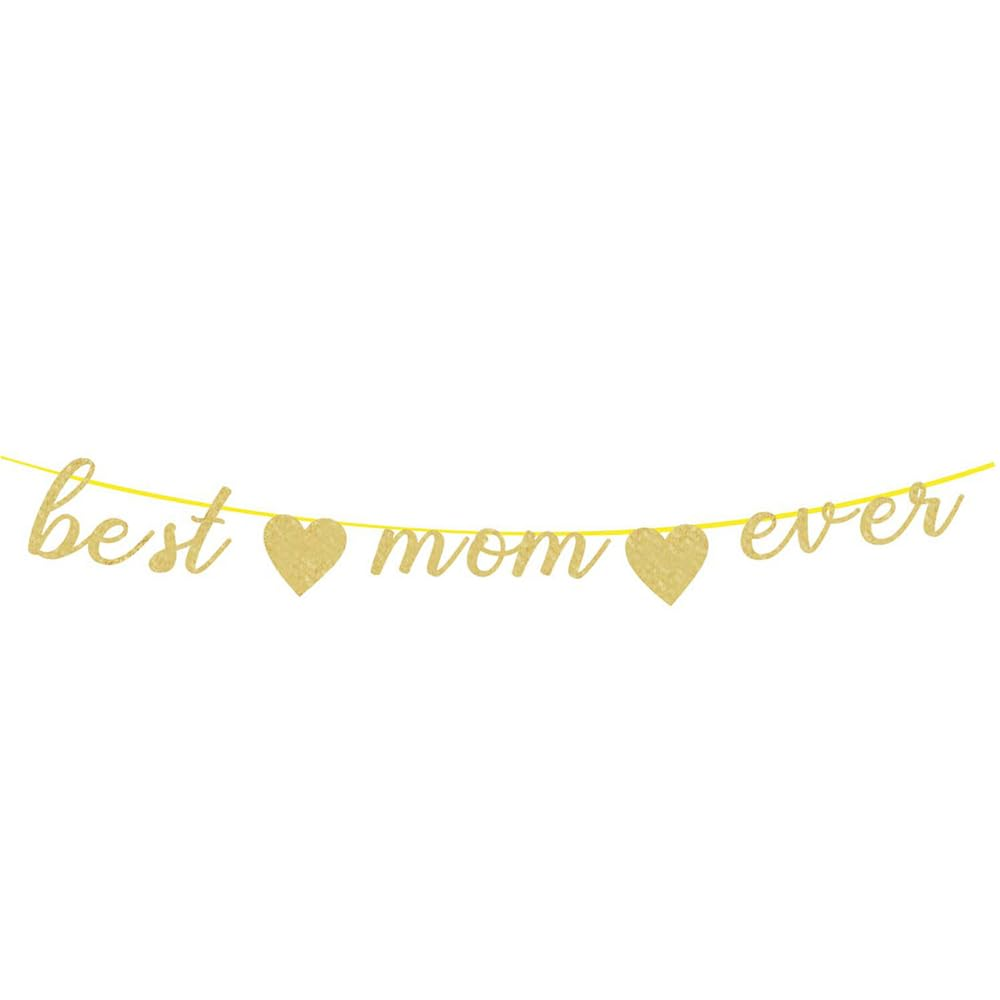 Mothers Day Decorations for Party Banner Mom Birthday Decorations Best Mom Ever Banner Mother Birthday Decor for Mom Sign for Party Mothers Day Hanging Decor for Wall Ceiling Mom Home Decor Banner image number 3