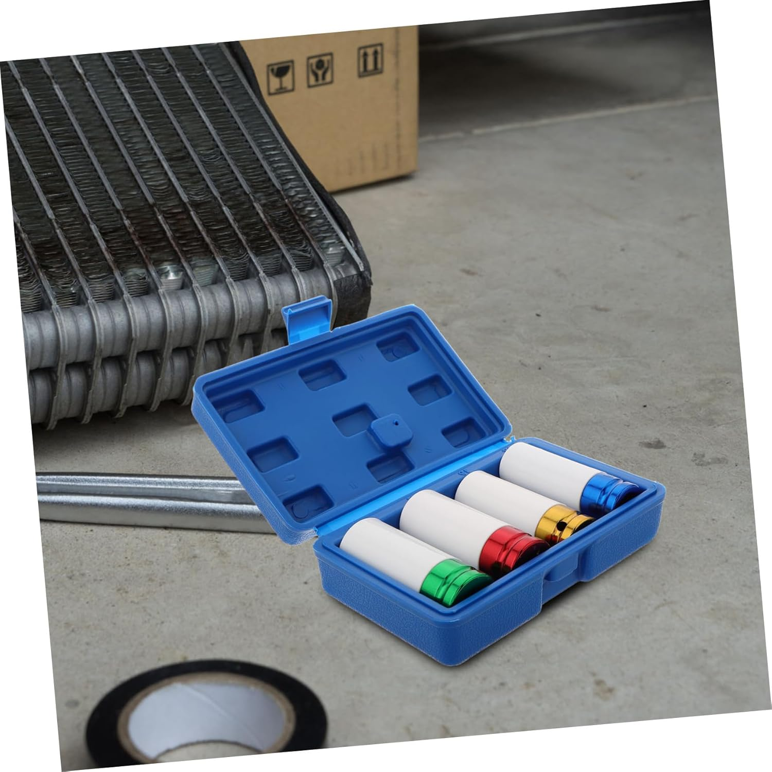 DINHEAROM 4Pcs Wheel Socket Set Color-Coded Lug Nut Impact Tool Deep Non-Marring Design for Tire Compact Storage Box for Easy Organization High Torque Performance for Automotive Repairs image number 6