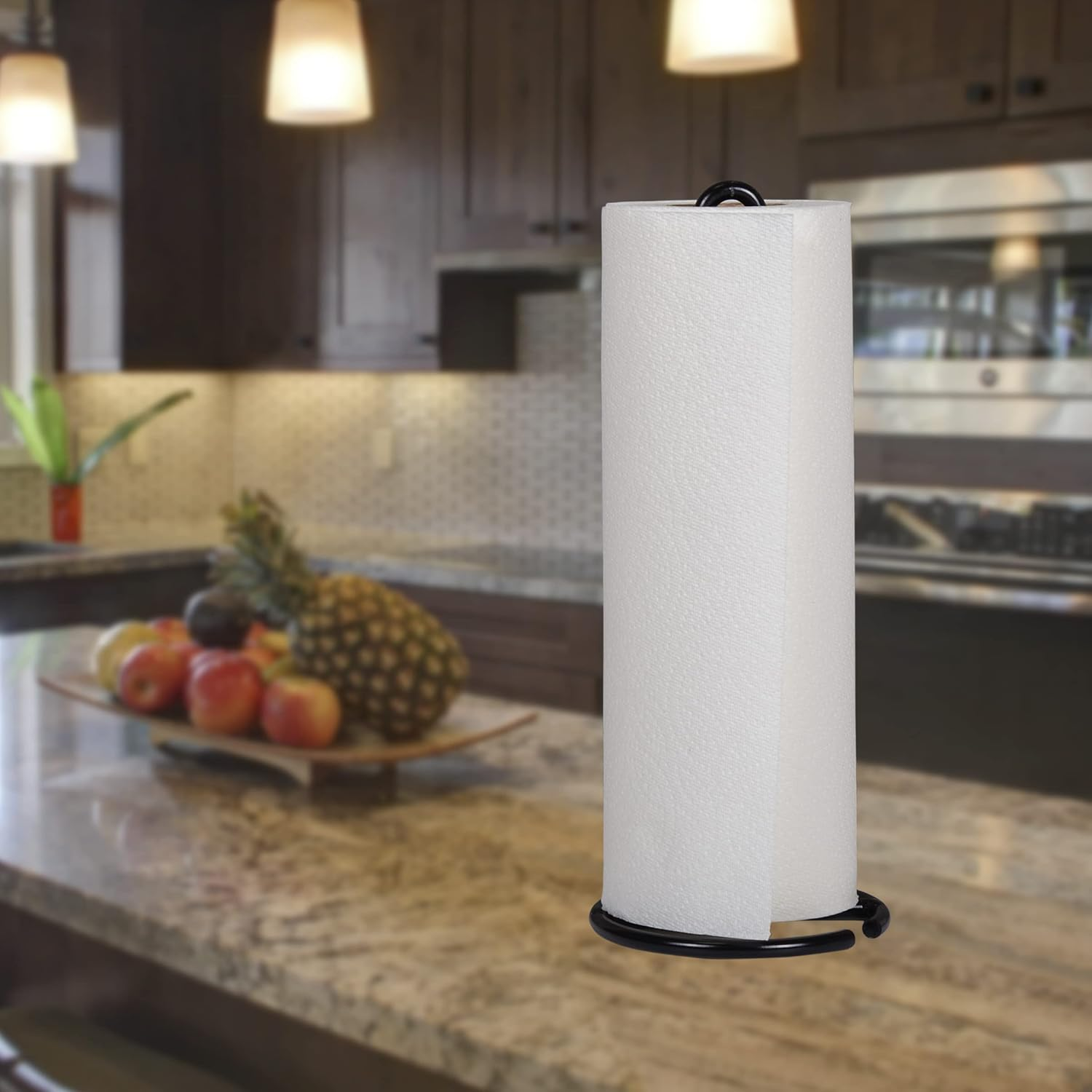 Creative Home Black Iron Paper Towel Holder Heavy Duty Metal Wire Stand for Kitchen Countertop or Dining Table Powder Coated One-Piece Design, Matte Black Finish image number 2