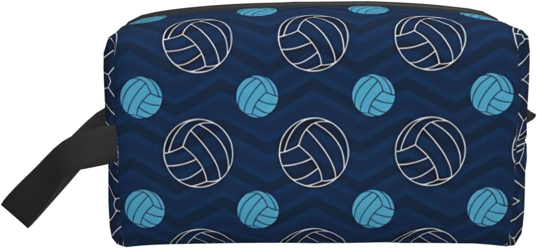 Blue Volleyball Print Toiletry Bag for Men Travel Toiletry Bag, Spacious Capacity Cosmetic Bag for Women, White, One Size image number 4