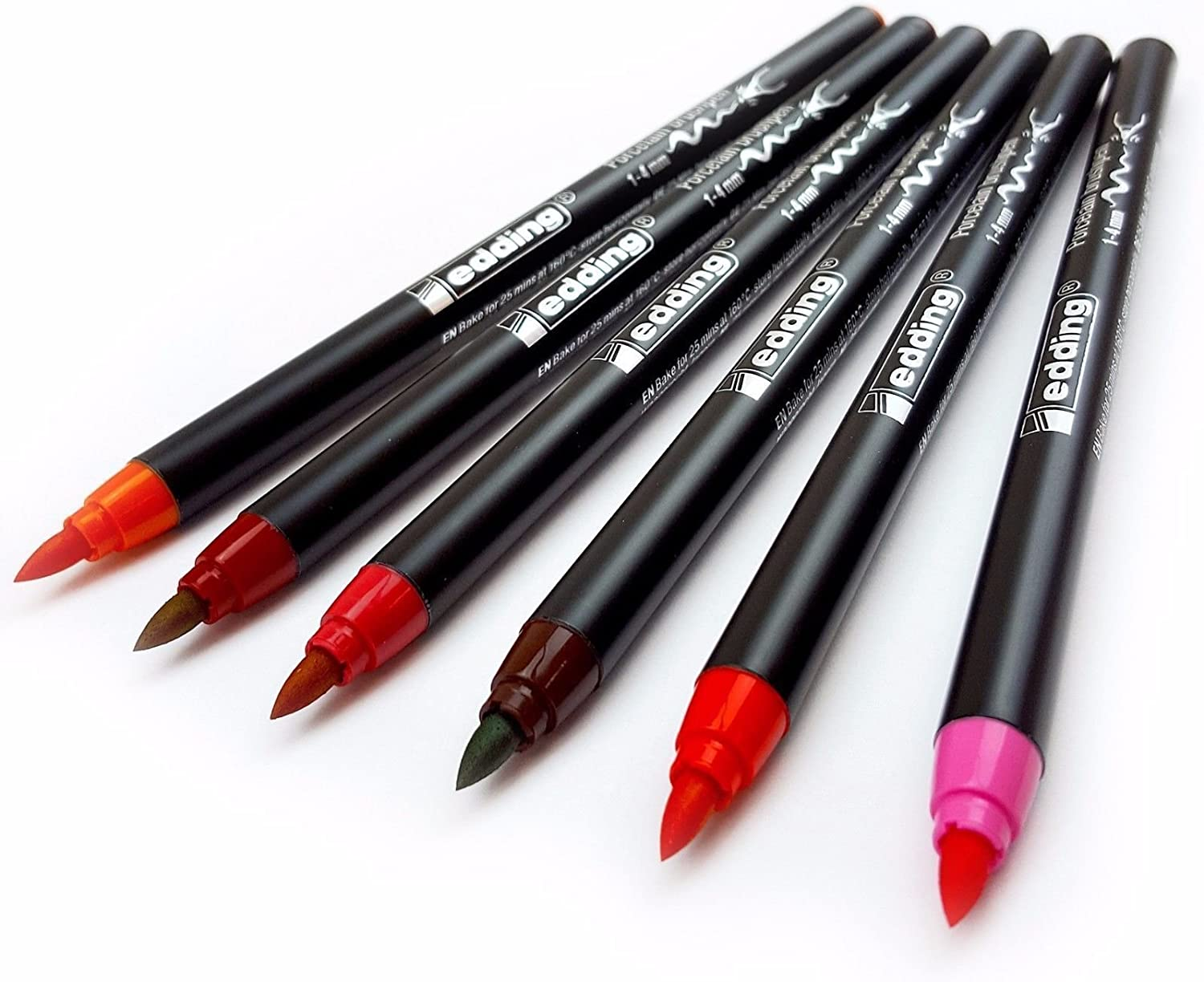 Edding 4200 Porcelain Brush Pen Oven Bake Marker Pen Set - Three Assorted Sets