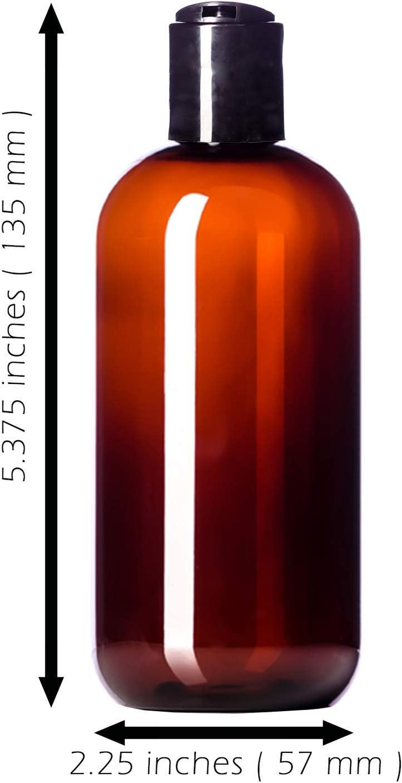 8Oz Plastic Bottles (6 Pack) Bpa-Free Squeeze Containers, Labels Included Disc Cap Amber image number 2