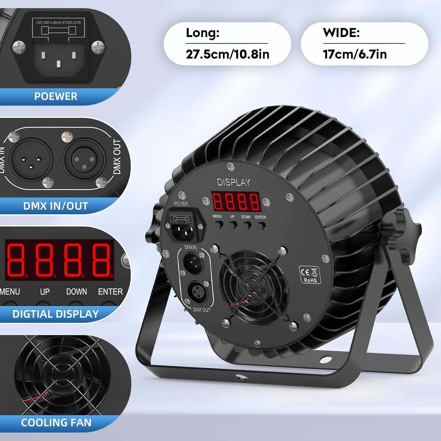 200W LED Par Lights RGBWA+UV 6-In-1 Stage Lights Par Can Lighting with DMX Control Sound Activated Uplights for Events DJ Wedding Party Church Live Show(4 Packs) image number 2