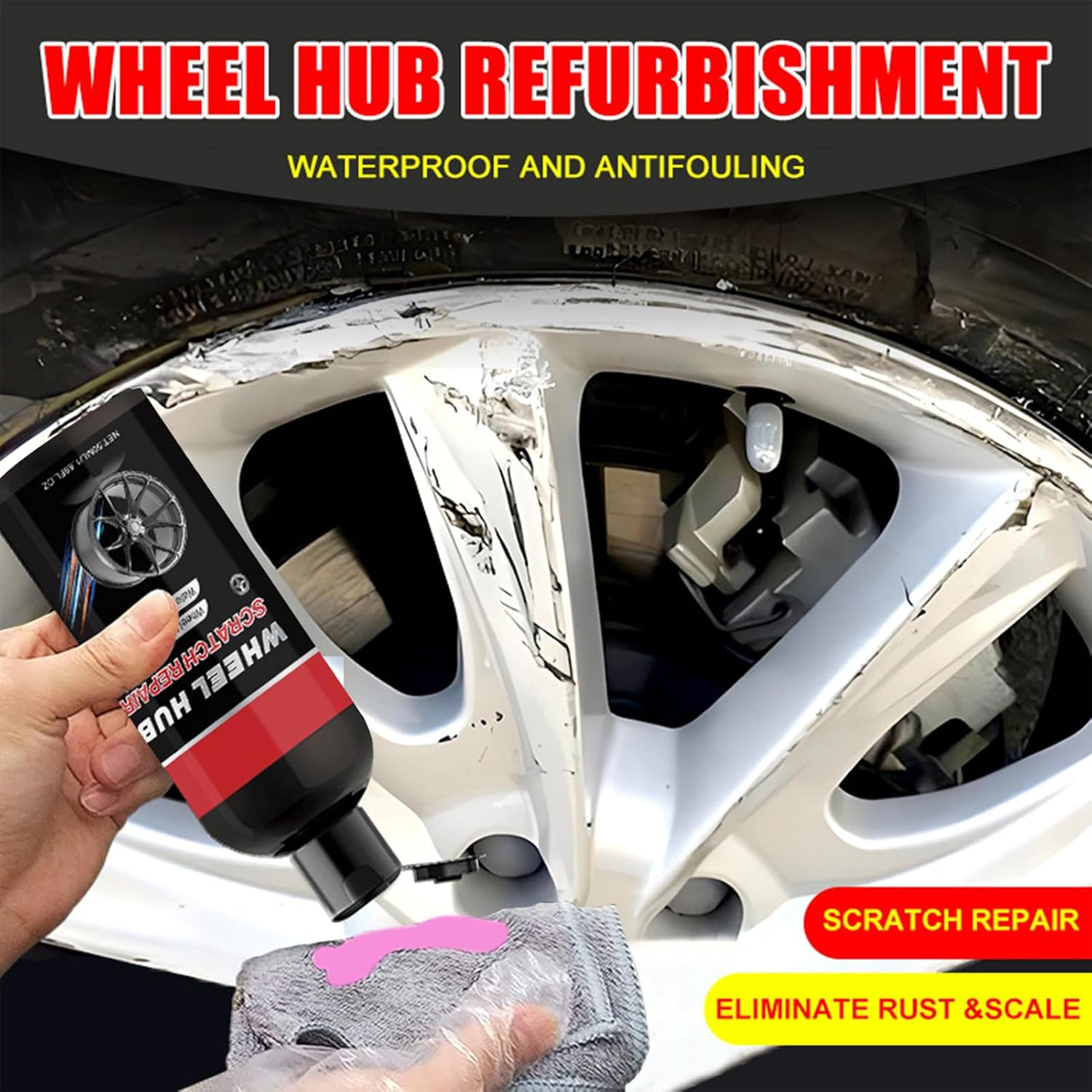 Car Rim Scratch Repair Paste | Wheel Hub Care Cream for Auto - Long-Lasting Tire Retreader for Small Car, Sedan, RV, and Truck image number 5