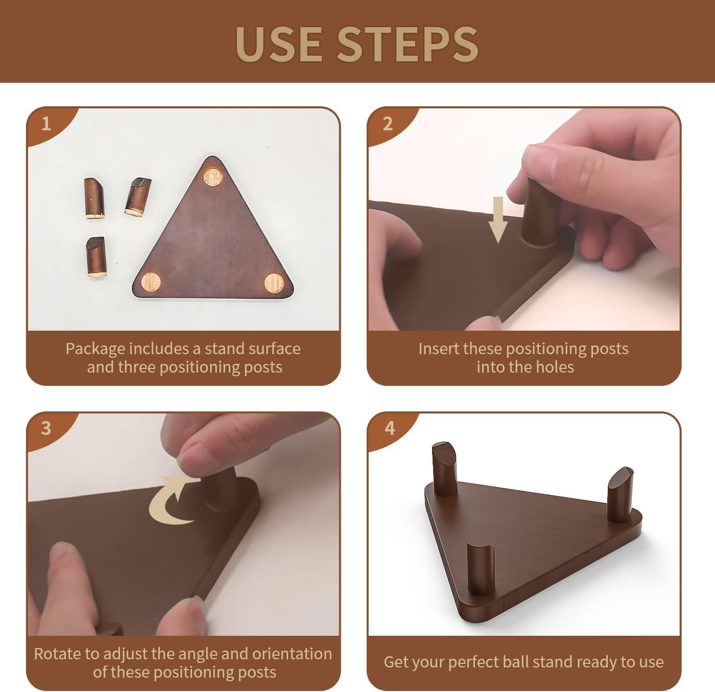 Wall Mount Ball Display Holder, Rustic Brown Wood and Metal, Sports Storage Rack image number 3