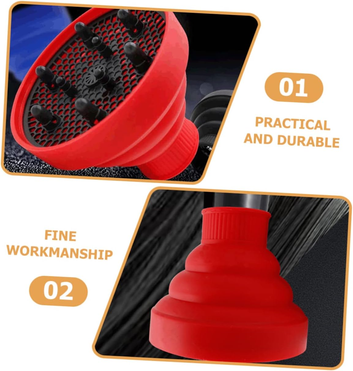 Healeved 2Pcs Silicone Hair Diffuser Cover for Blow Dryer Home Salon Hair Dryer Diffuser Attachment to Protect Curly image number 6