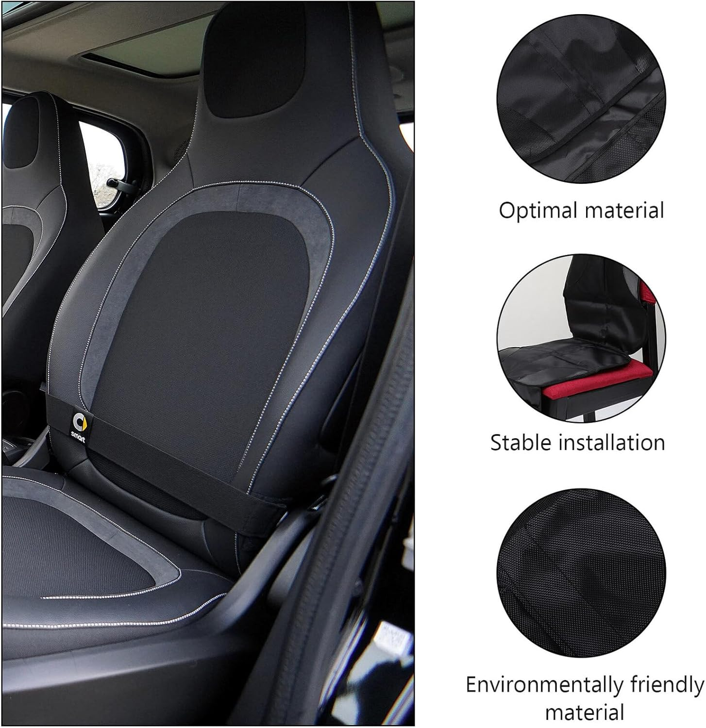 DECHOUS Car Seat Protector Mat with Padding and Large Mesh Storage Pockets Auto Protector for Seats Easy Installation Black Cover for Car Interior Cleanliness image number 5