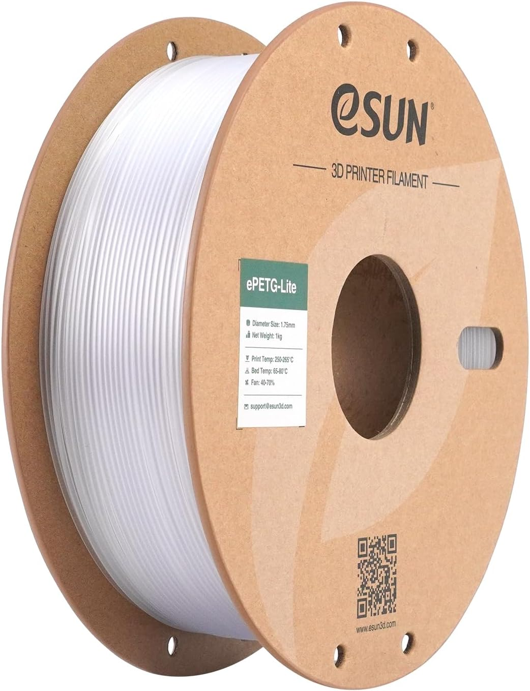 Esun Basic PETG Filament 1.75Mm, 3D Printer Filament PETG, Dimensional Accuracy +/- 0.05Mm, 1KG Spool (2.2 LBS) 3D Printing Filament for 3D Printers,Solid White