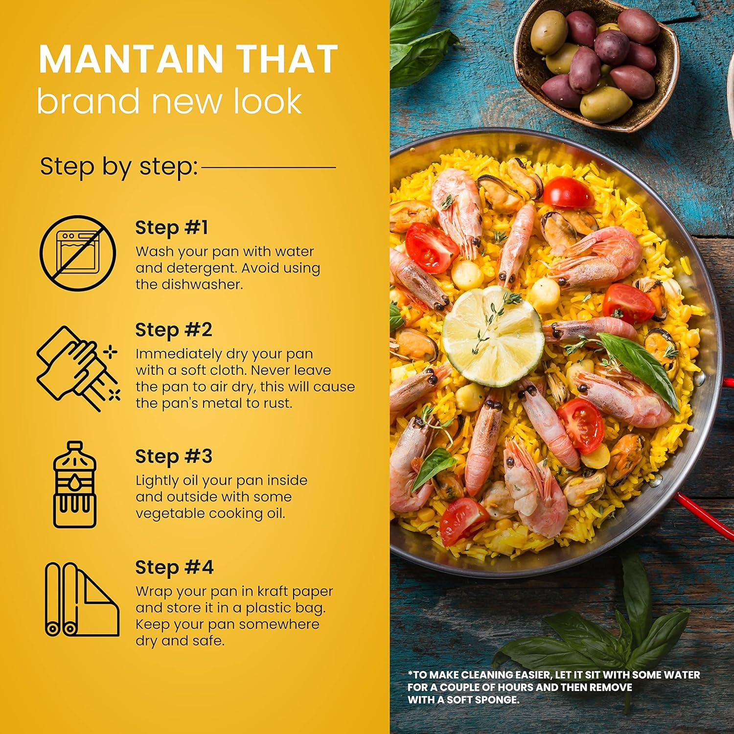 Machika Carbon Steel Pan, Premium Paella Pan for Perfect Socarrat, Versatile Carbon Steel Skillet for Indoor/Outdoor Cooking, Convex Bottom Design, 15 Inches/8 Servings image number 3