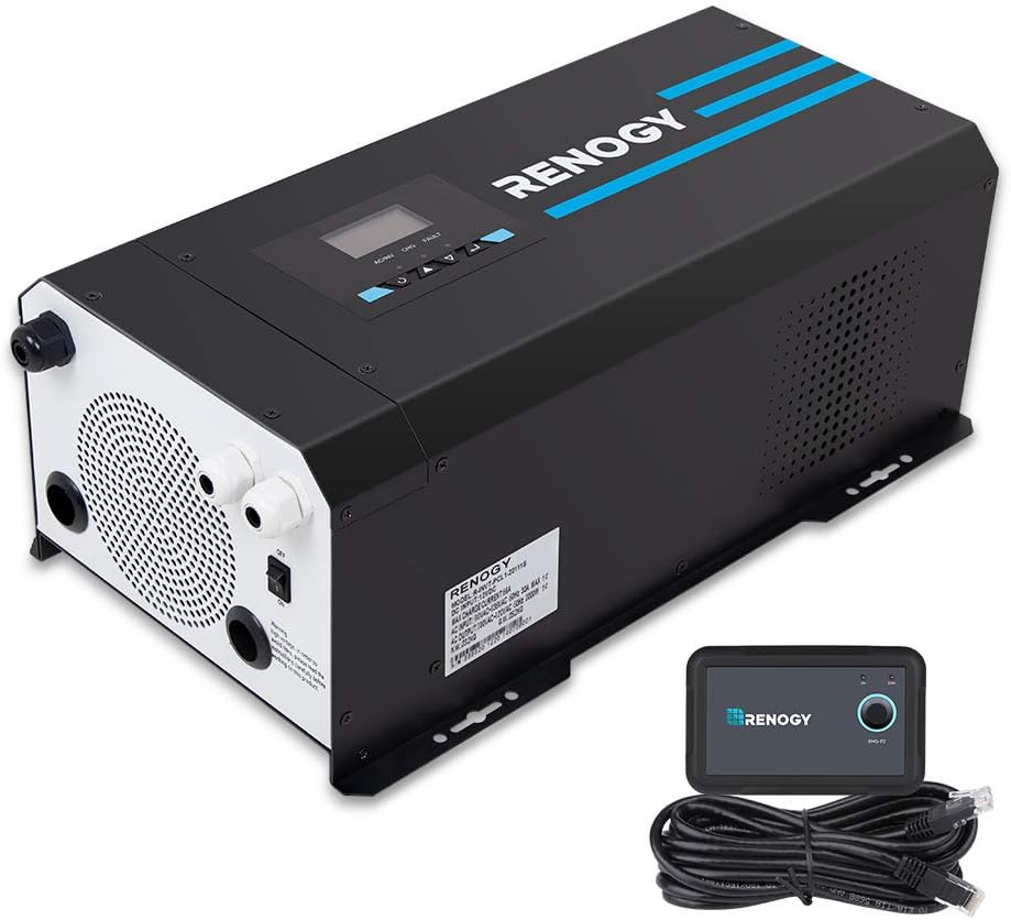 Renogy 2000W Pure Sine Wave Inverter Charger 12V DC to 120V AC Surge 6000W Off-Grid Solar Inverter Charger for RV Boat Home W/Lcd Display, Compatible with Lithium Battery image number 3