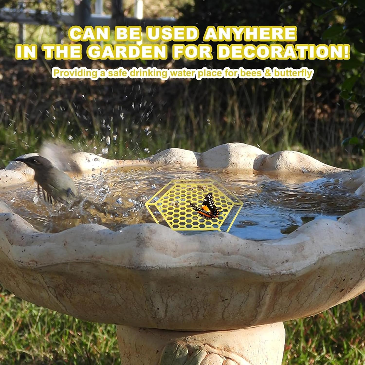 Floating Bee Island, 4 Pack, 7.1 Inch Pollinator Watering Station, Butterfly Bath Feeder for Outdoors image number 1