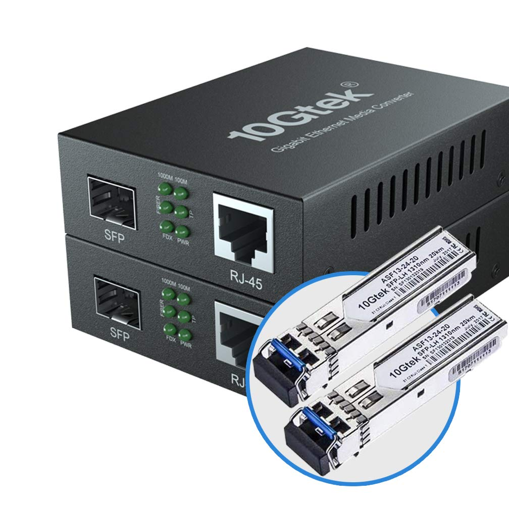 10Gtek Gigabit Ethernet Media Converter, Multimode Dual LC Fiber to Ethernet RJ45 Converter for 10/100/1000Base-Tx to 1000Base-Sx(With a SFP MMF 850-Nm Module), UL Certified, up to 550-M, Pack of 2 image number 2
