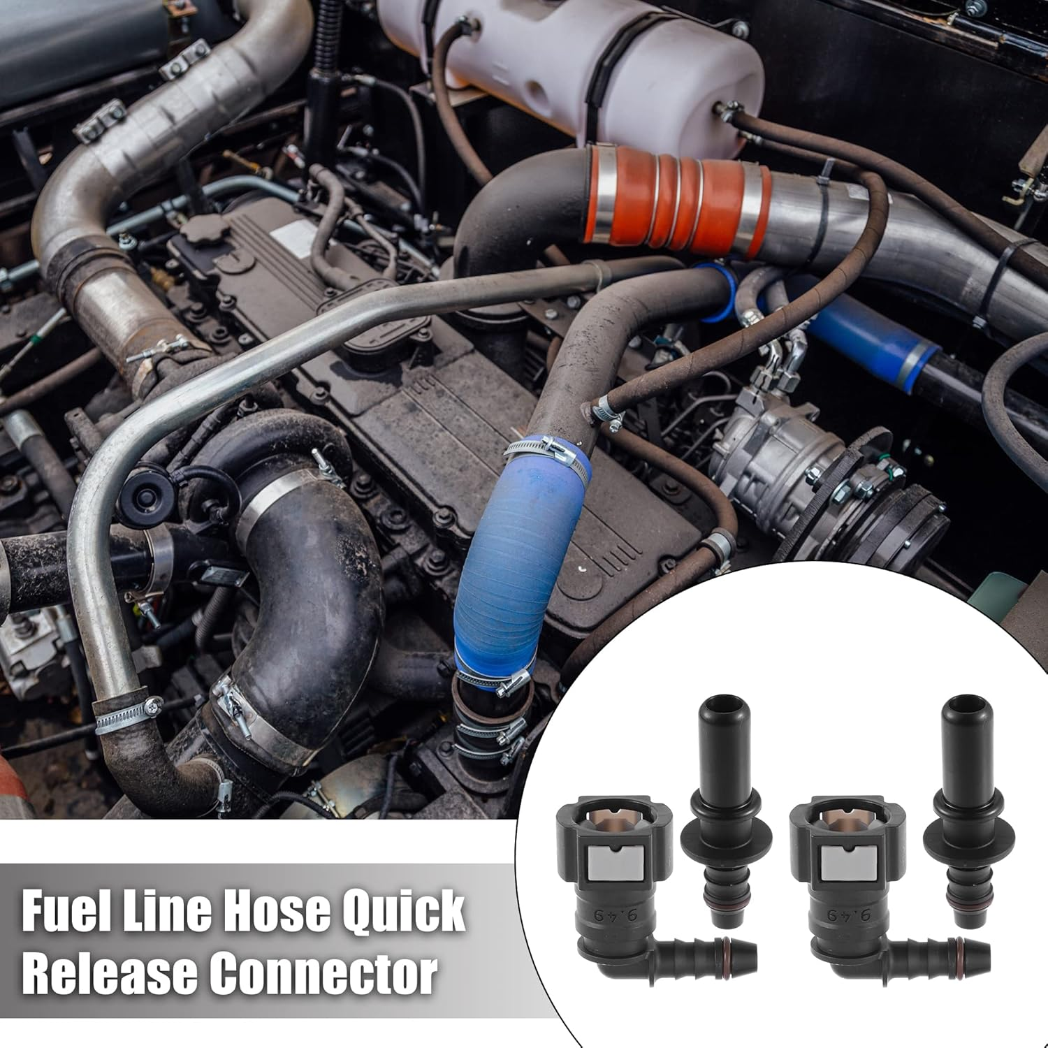 X AUTOHAUX 3/8 9.49Mm SAE to 5/16 8Mm 90 Degree Fuel Line Hose Quick Release Connector Disconnect Hose Nylon 2 Set Black image number 1