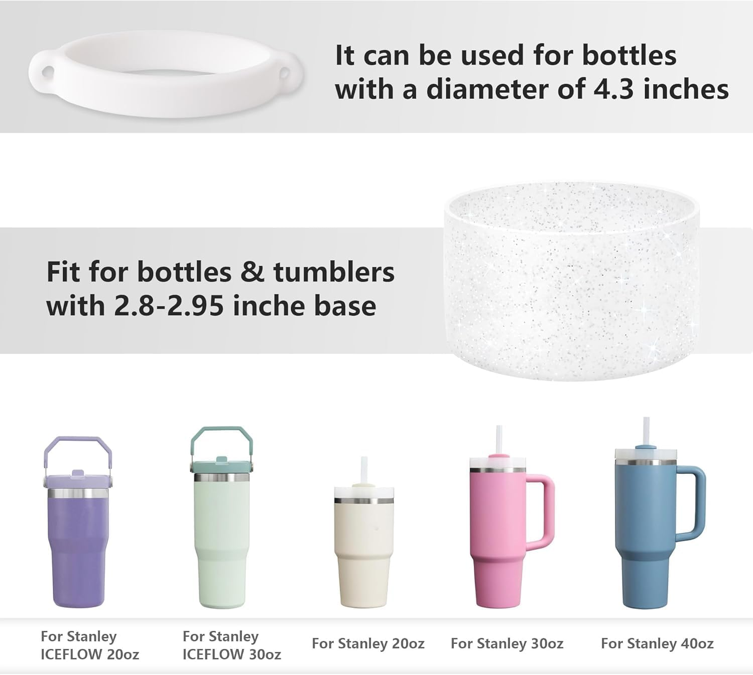 7Pcs Tumbler Cup Accessories Set,Stanley Cup Accessory Set,Compatible with Stanley Cup 40Oz & 30Oz Tumbler,Including Water Bottle Handle Strap, Silicone Boots, Silicone Straw Cap (Pink) image number 5