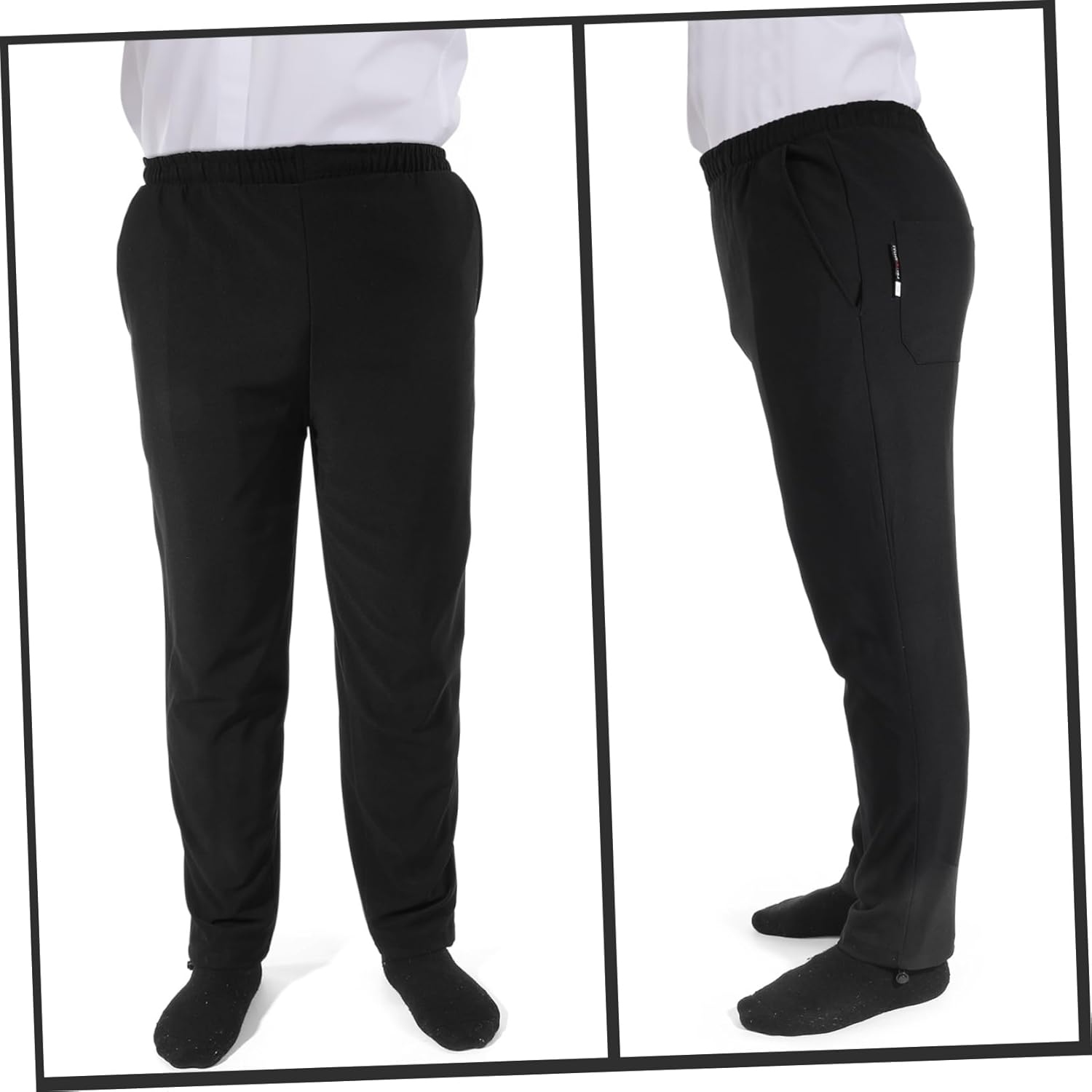 Luxshiny Black Chef Pants, 2 Pocket Baggy Cargo Chef Pants with Drawstring Waist image number 5