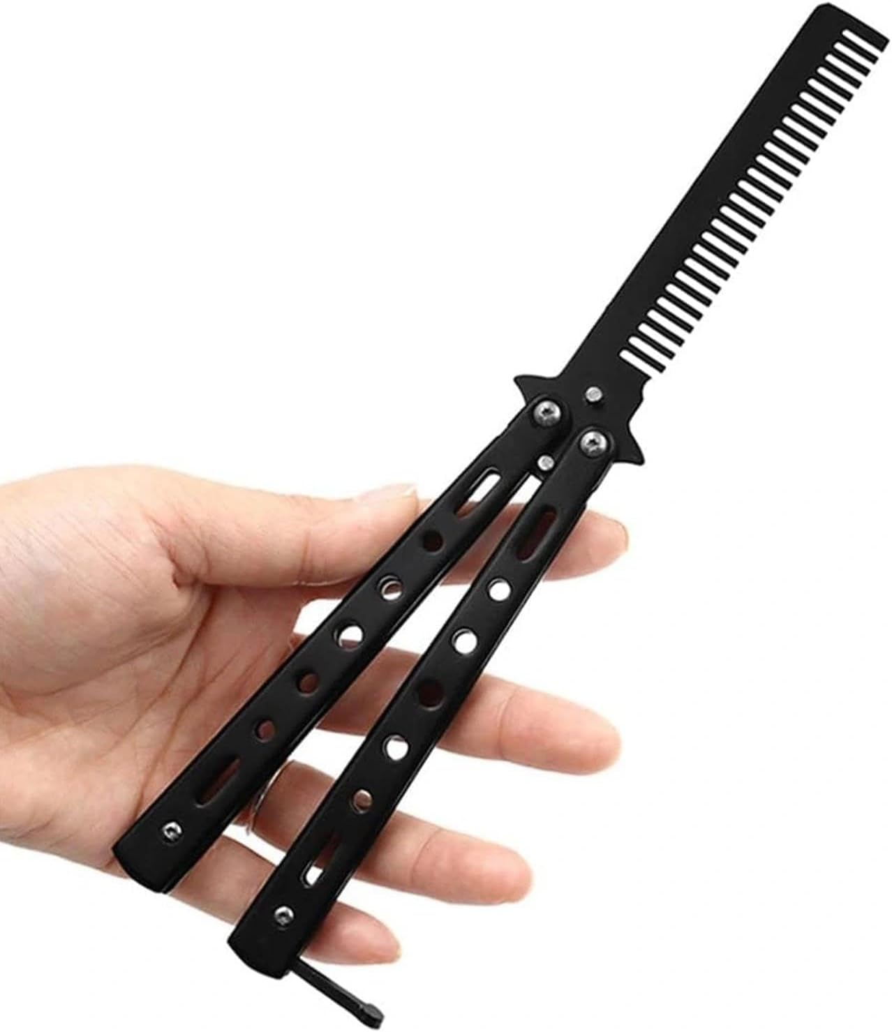 JYTDBCS Butterfly Comb, Foldable Hair Comb, Beard Comb, Practice Butterfly Comb, Flipping Trick Comb, Stainless Steel Hair Comb, Butterfly Hair Comb for Beginner, Salon Beauty Tool, for Trainer Lover image number 5