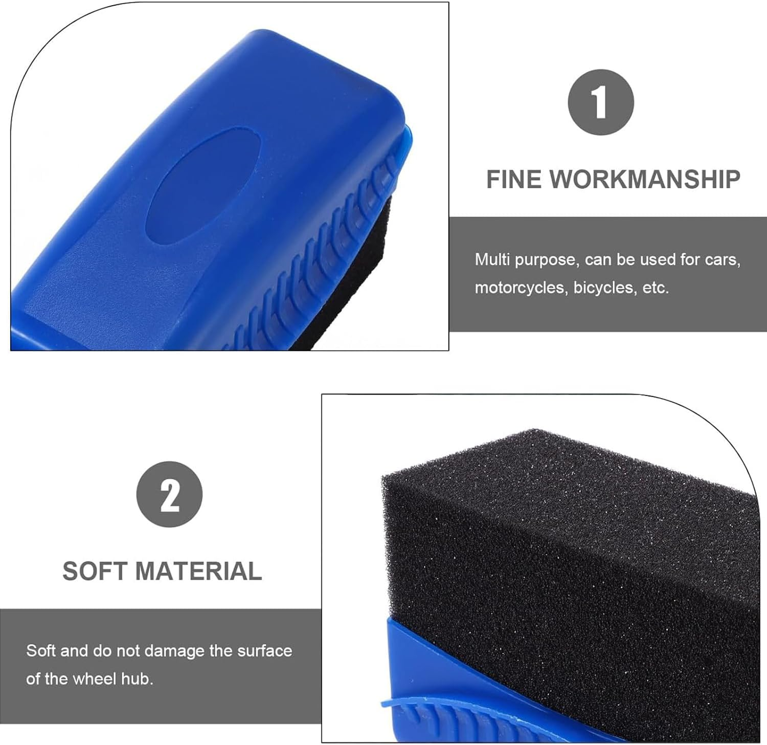 2 Pcs Car Wheel Waxing Sponge Tire Shine Applicator, Tire Dressing Applicator, Car Tire Shine Applicator Tire Shine Sponge Pad, Reusable Tire Polish Applicator (Blue) - Black image number 5