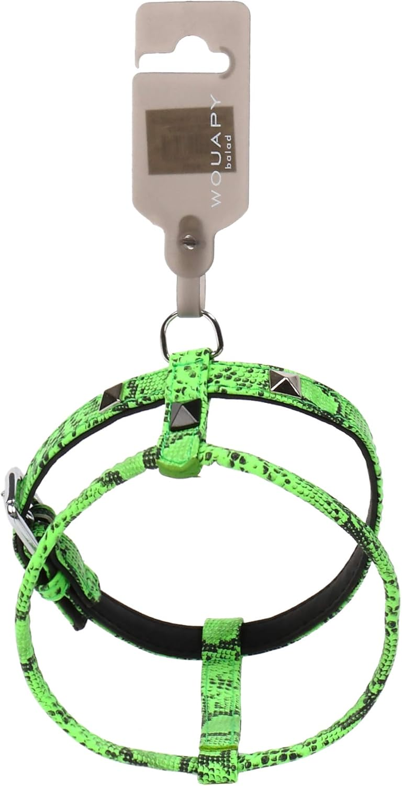Wouapy Python Harness by Wouapy for Dogs, Green Python Leatherette Harness of 10 Mm Width and 30 Cm Diameter