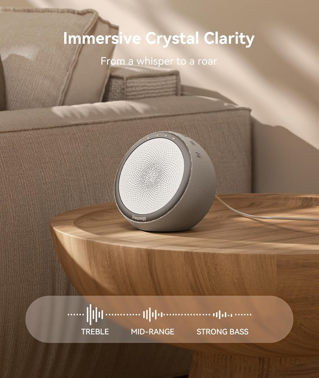 Dreamegg Vibe 1 Sound Machine - White Noise Machine with 10W Loud Stereo Sound, 29 Soothing Sounds, Wireless Pair,Timer, Adjustable Volume, White Noise Sound Machine for Adult Sleeping, Office Privacy, Home, Travel image number 2