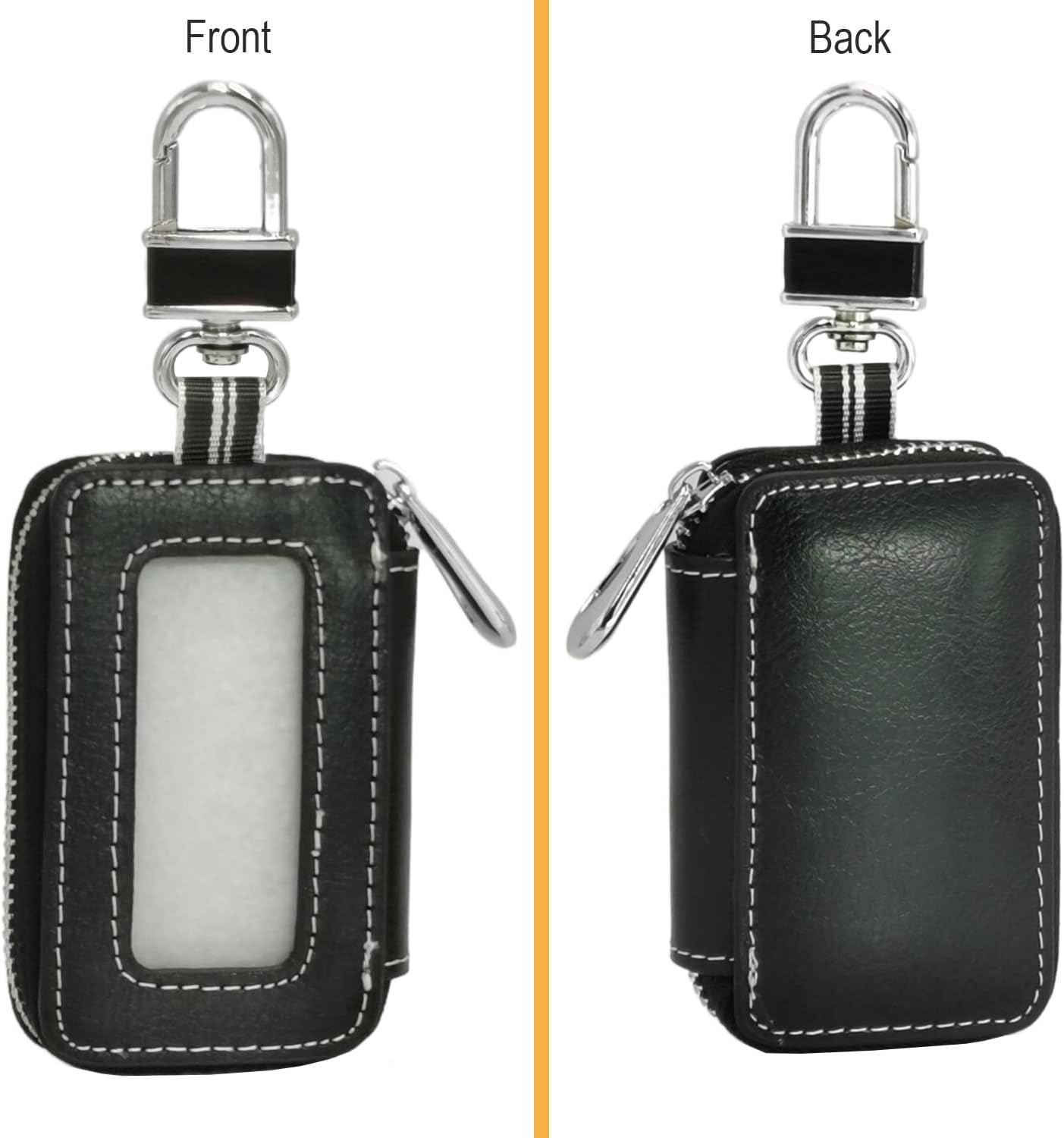 Black Universal Vehicle Car Smart Key Case Remote Fob Case Holder Keychain Ring Case Bag - Blue image number 2