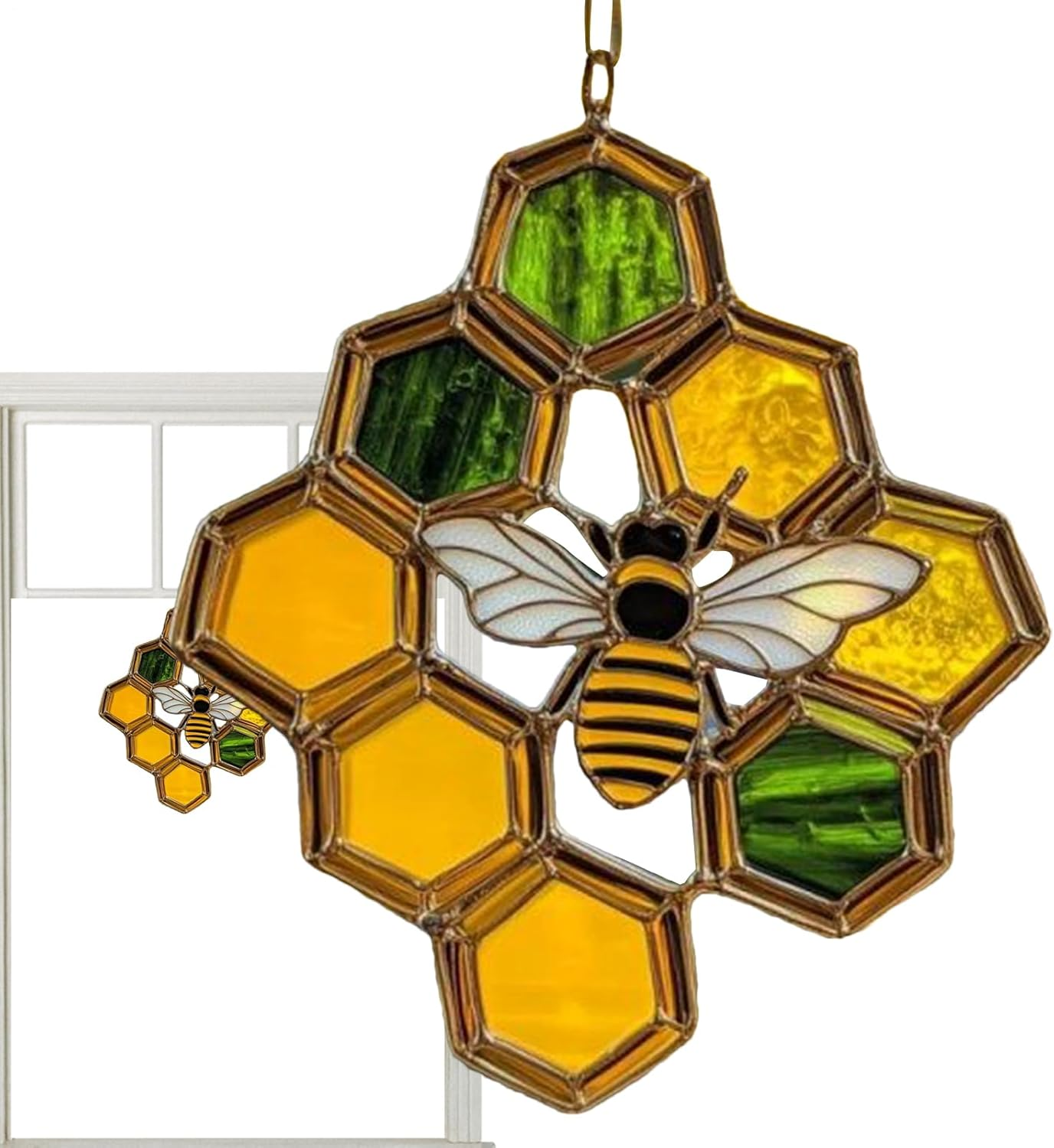 Bee Decoration, Garden Decoration Made of Acrylic with Bee Motif, Nature-Inspired Honeycomb Mobile for Kitchen, Garden, Balcony and Children'S Room image number 6