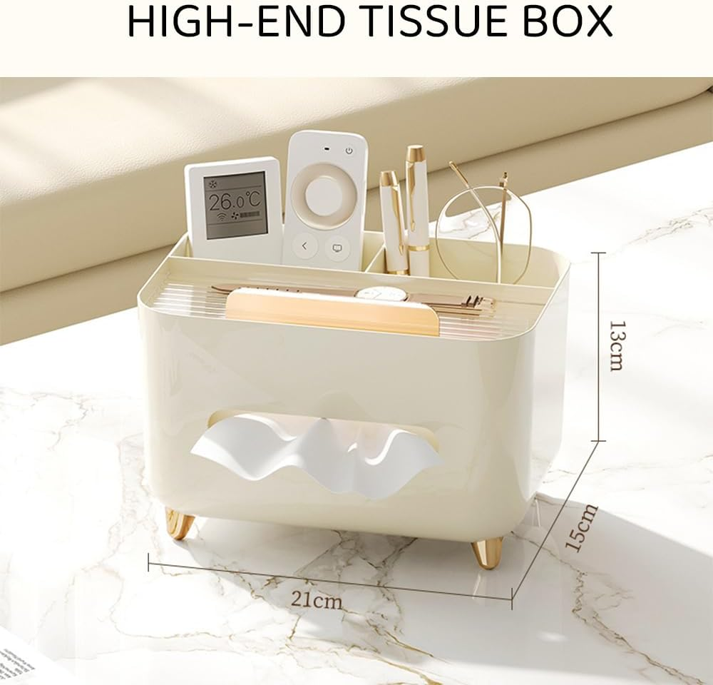 Multifunctional Tissue Box with Remote Control, Desktop Storage Organizer for Living Room, Bedroom, Office, or Hotel image number 3