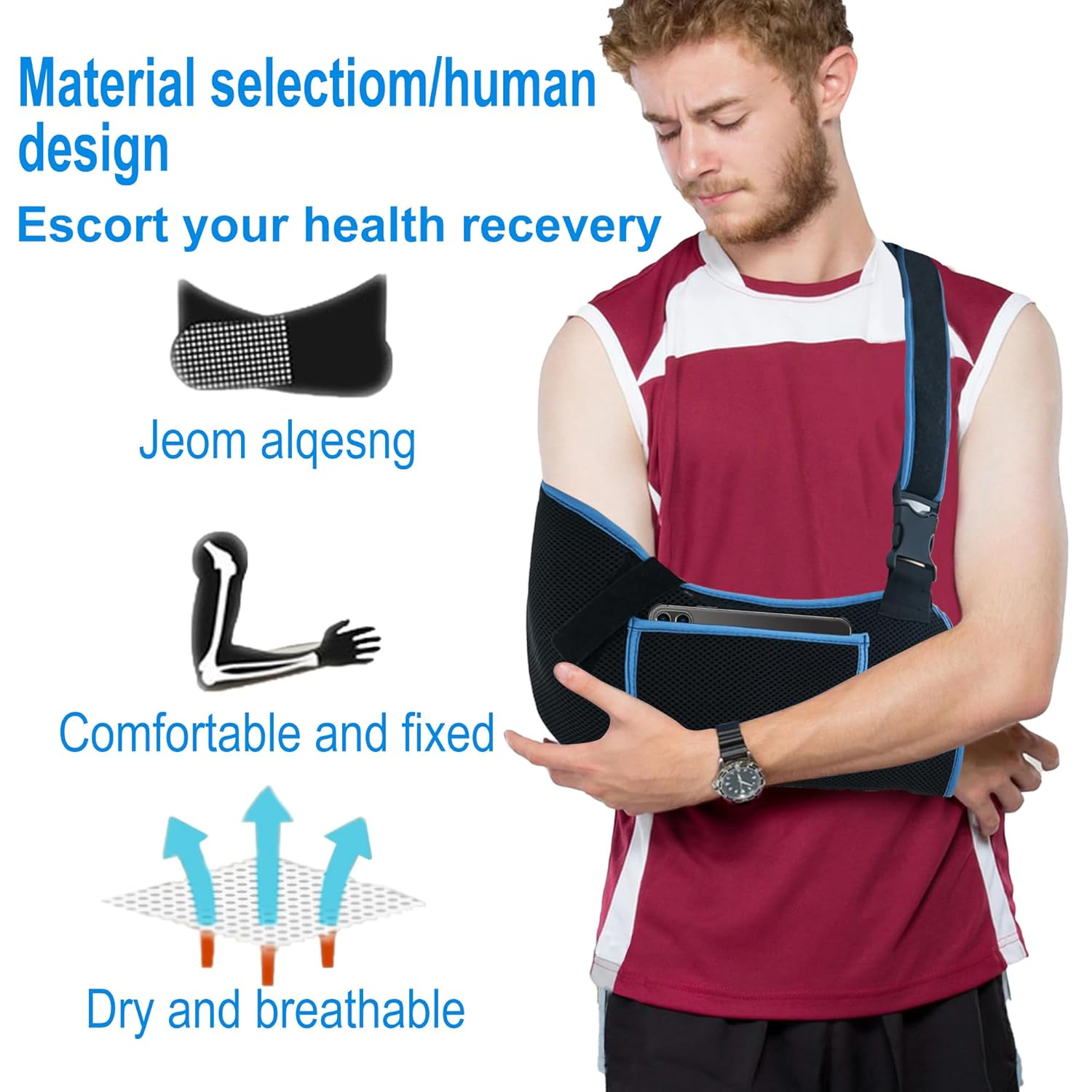 Arm Sling Shoulder Immobilizer - Rotator Cuff Support Brace - Comfortable Medical Sling for Shoulder Injury,Left and Right Arm,Men and Women,For Broken,Dislocated,Fracture,Strain image number 2