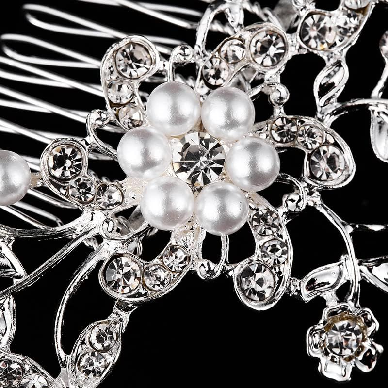 Poemtian Bride Wedding Hair Clip Comb, Women Hair Combs Accessories,Crystal Hair Pins Bridal Hair Comb Wedding Hair Accessories Decorative Hair Comb Clips for Women for Party Wedding Prom Bridesmaid image number 4