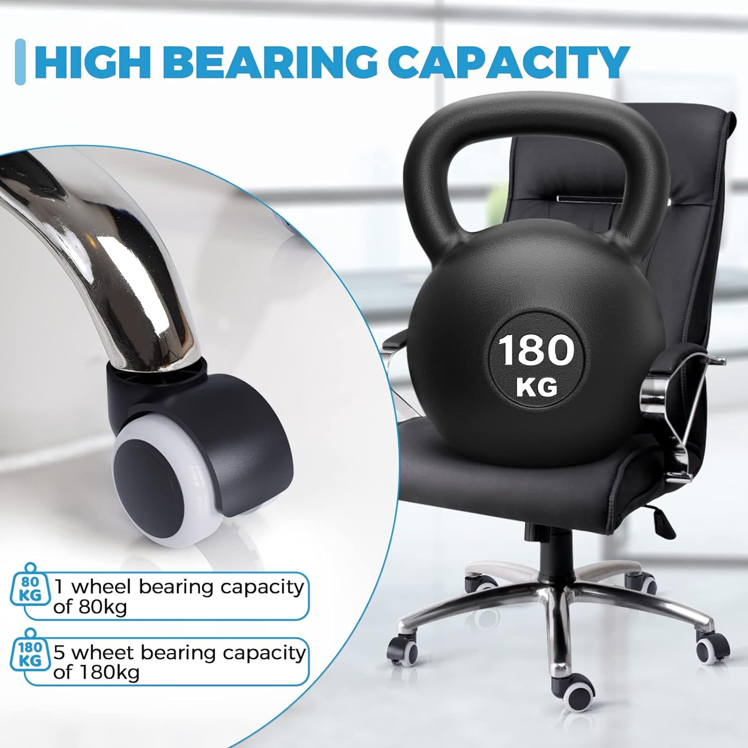 GWHOLE 5PCS Office Chiar Casters Wheels 10Mm Pin 50Mm Roll Replacement Office Desk Chair Wheels image number 1