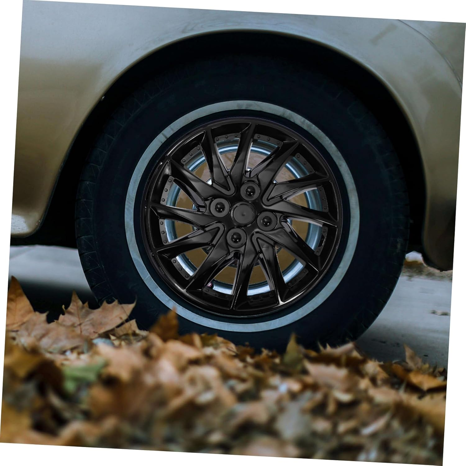 BUGUUYO 14 Inch Car Hubcaps PP Material Wheel Cover Hubcap for Cars Easy to Clean Shields Wheels from Dirt Black Automotive Accessory Rim Hub Cover image number 3