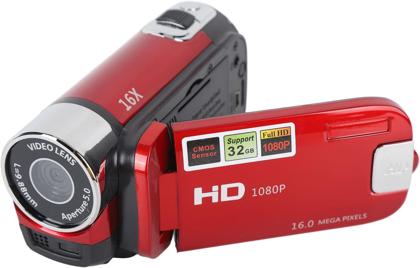 Video Camera Camcorder, 4K 48MP FHD Digital Camera Recorder with 2.7In TFT Rotatable Screen, 16X Digital Zoom, Fill Light, USB Cable, DV Camera (Black)