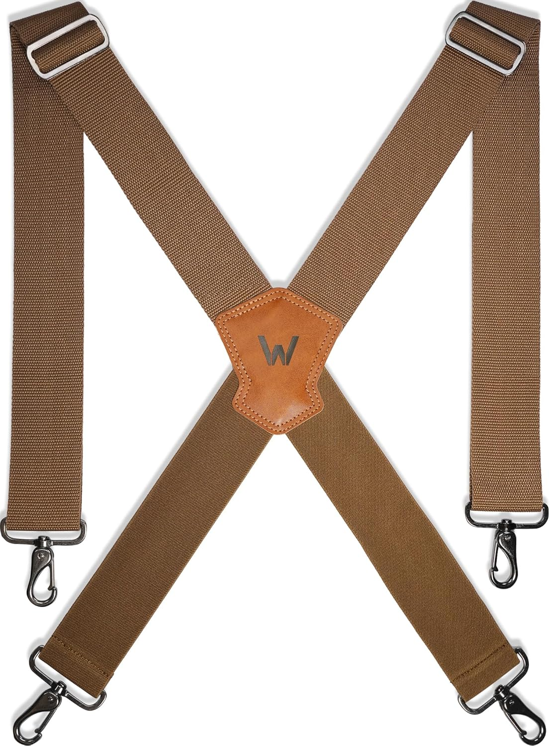 WELKINLAND Khaki 2Inch-Wide Suspenders, Heavy-Duty Work Suspenders Men, Big and Tall Suspenders Men for Pants, Mens Suspender Hooks Belt Loop for Jeans, Khaki image number 2