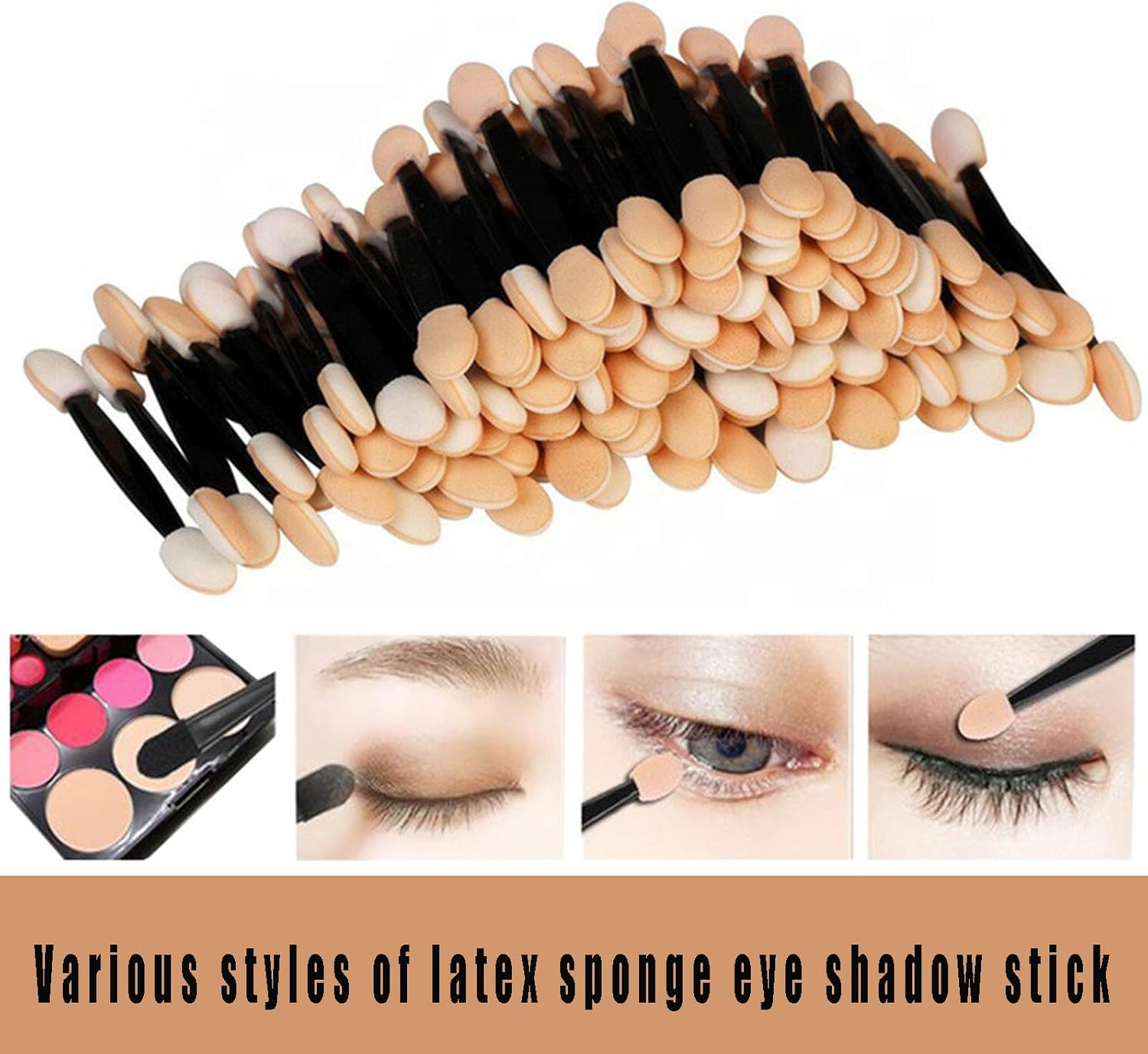 60 Disposable Eyeshadow Brush, 2.44 in Black Eyeshadow Applicators Makeup Brushes, Dual Sides Eye Shadow Applicator Sticks image number 1