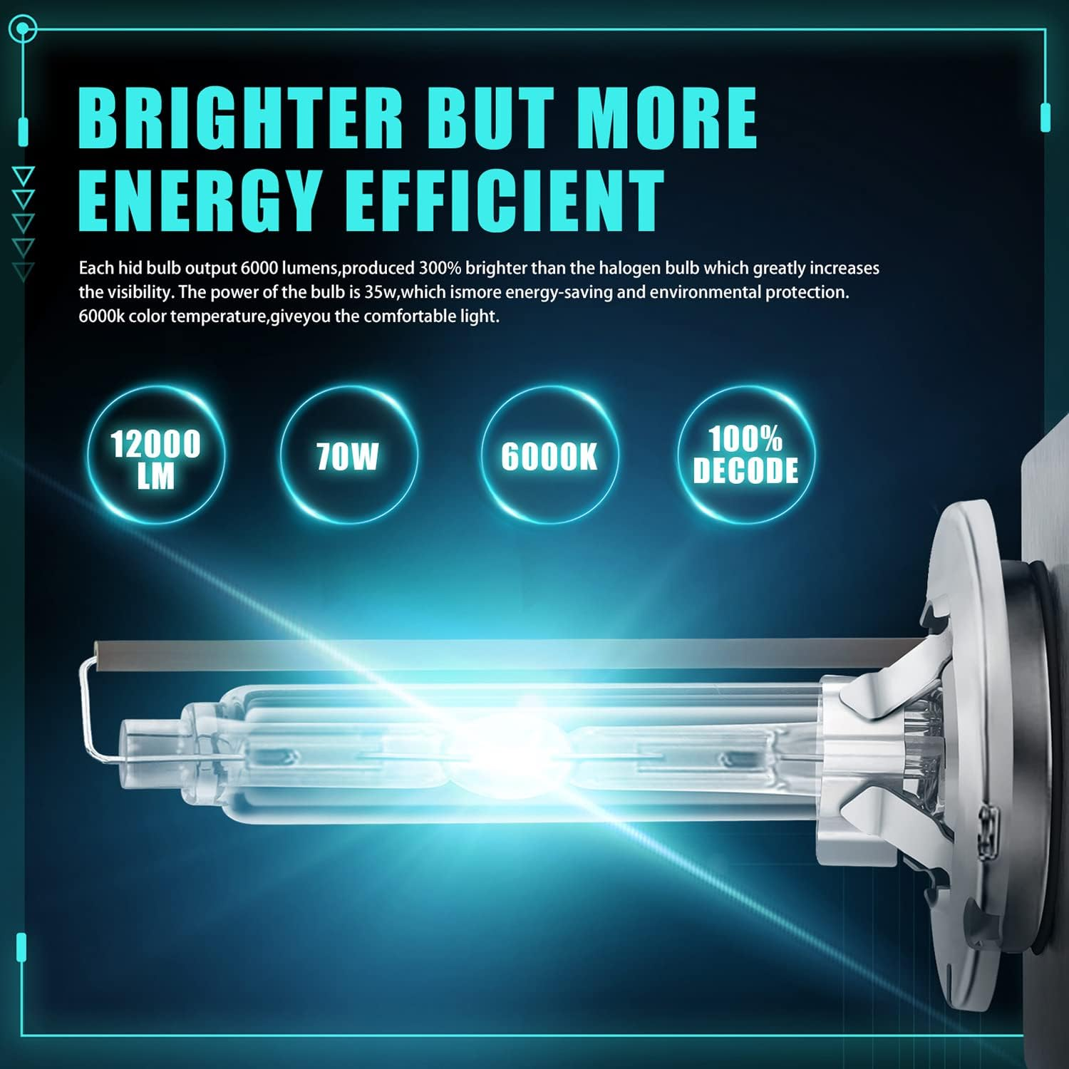 D1S 8000K Xenon HID Headlights Bulb 35W 12V Car Headlamp Replacement Bulbs for Low High Beam (D1S-Steel Bracket, 8000K)