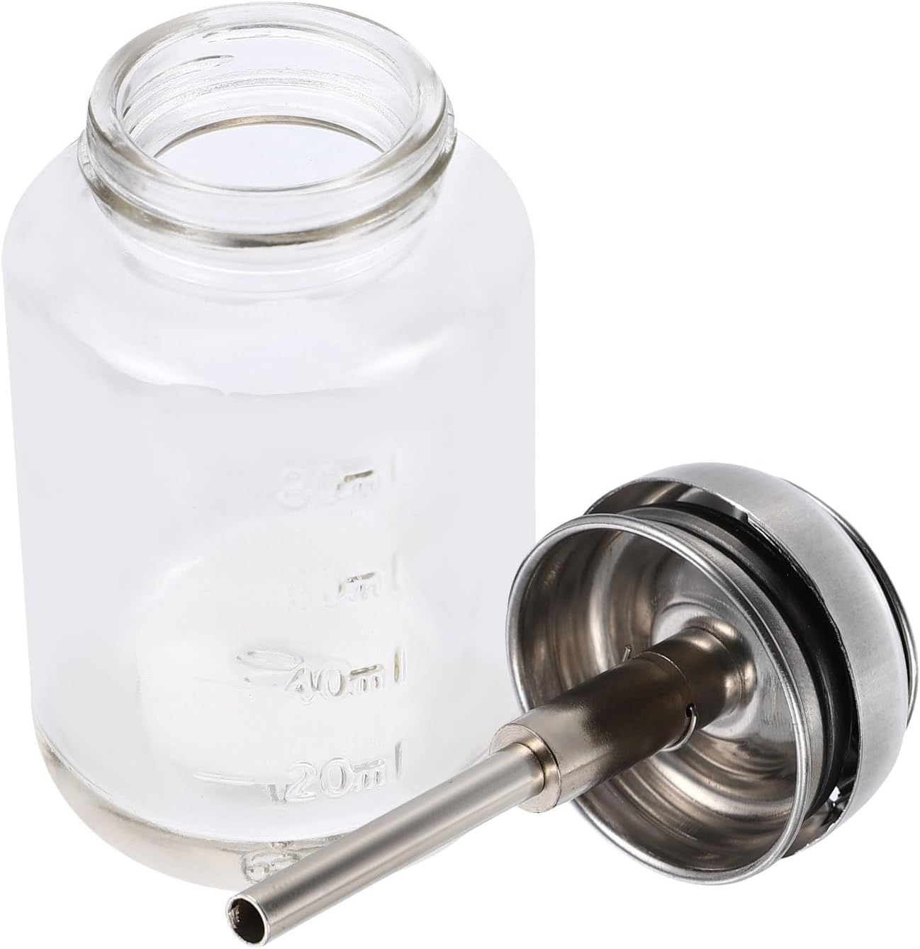 DECHOUS 100Ml Pumping Dispenser Glass Bottle with Lid Small Cosmetic Liquid Dispenser for Manicure and Home Use image number 5