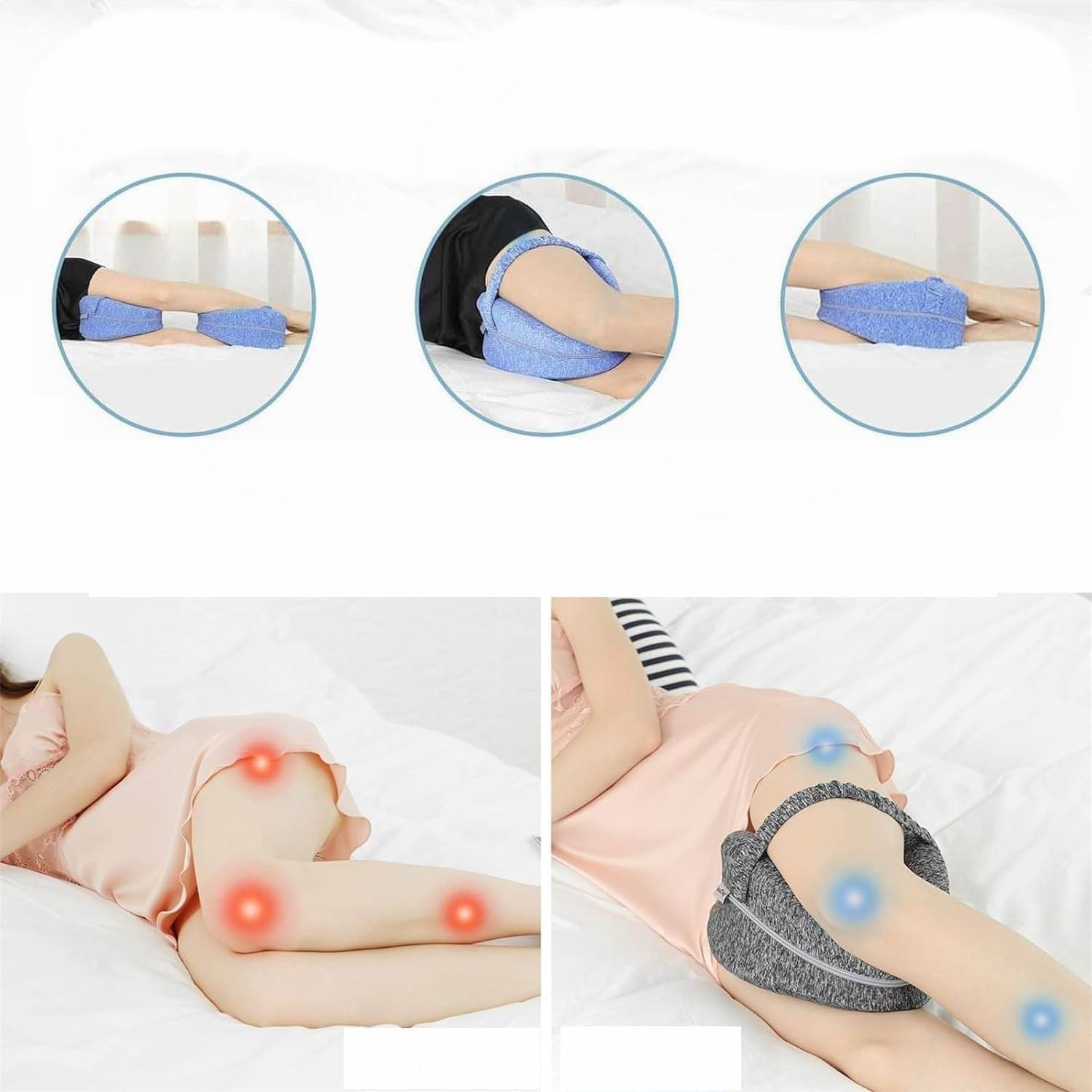 Knee Pillow Leg | Memory Foam Wedge Pillow | Leg Pillows for Sleeping,Leg Pain, Knees Pain, Joints Pain & Pregnancy Bed Leg Cushion for Side Sleepers (Blue) image number 3