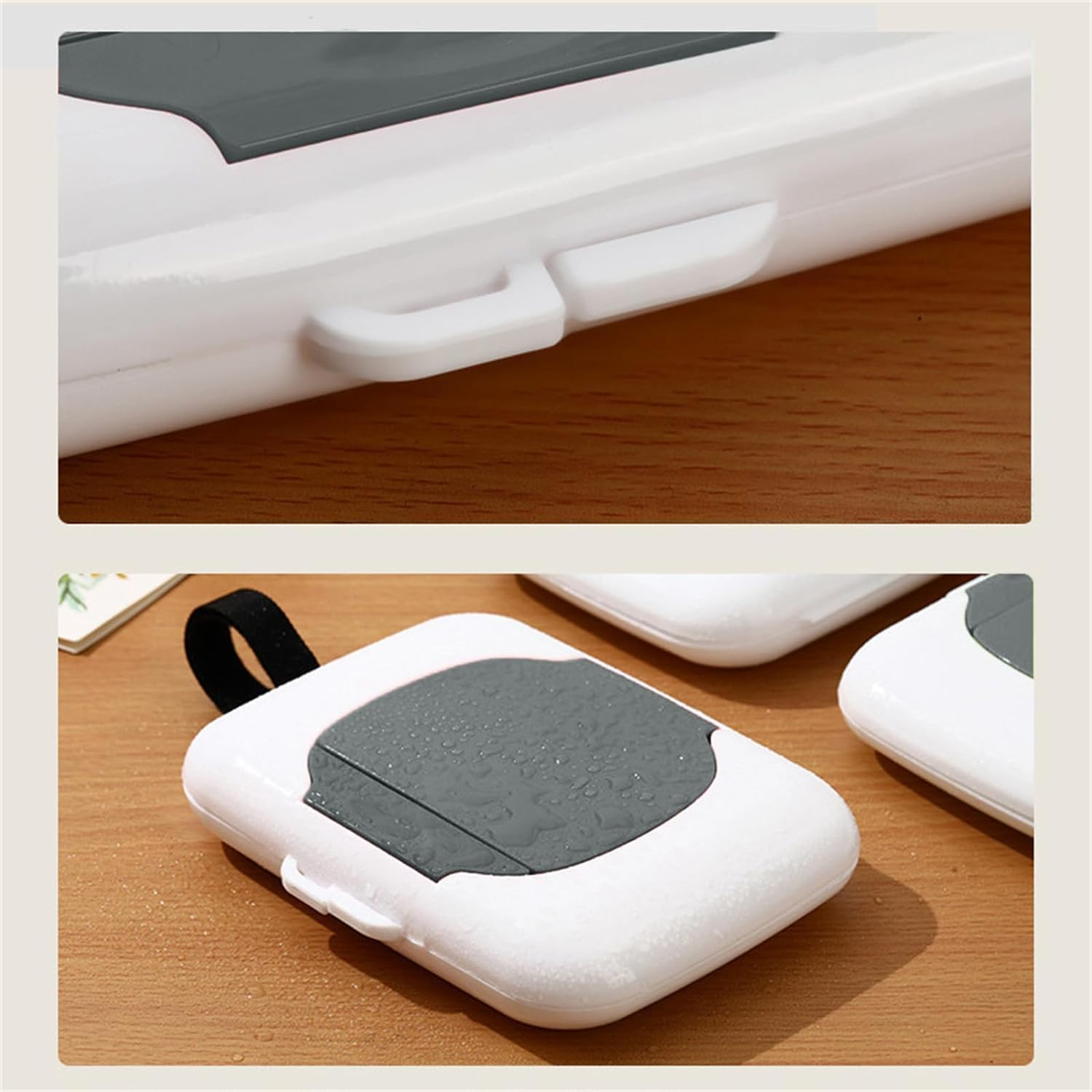 1Pc Gray Travel Wipe Holder Reusable Wet Wipe Container Box Strollers Hanging Dispensers Refillable Wipe Case Safe Wet Storage Wipe Holders Wipes and Holders image number 4