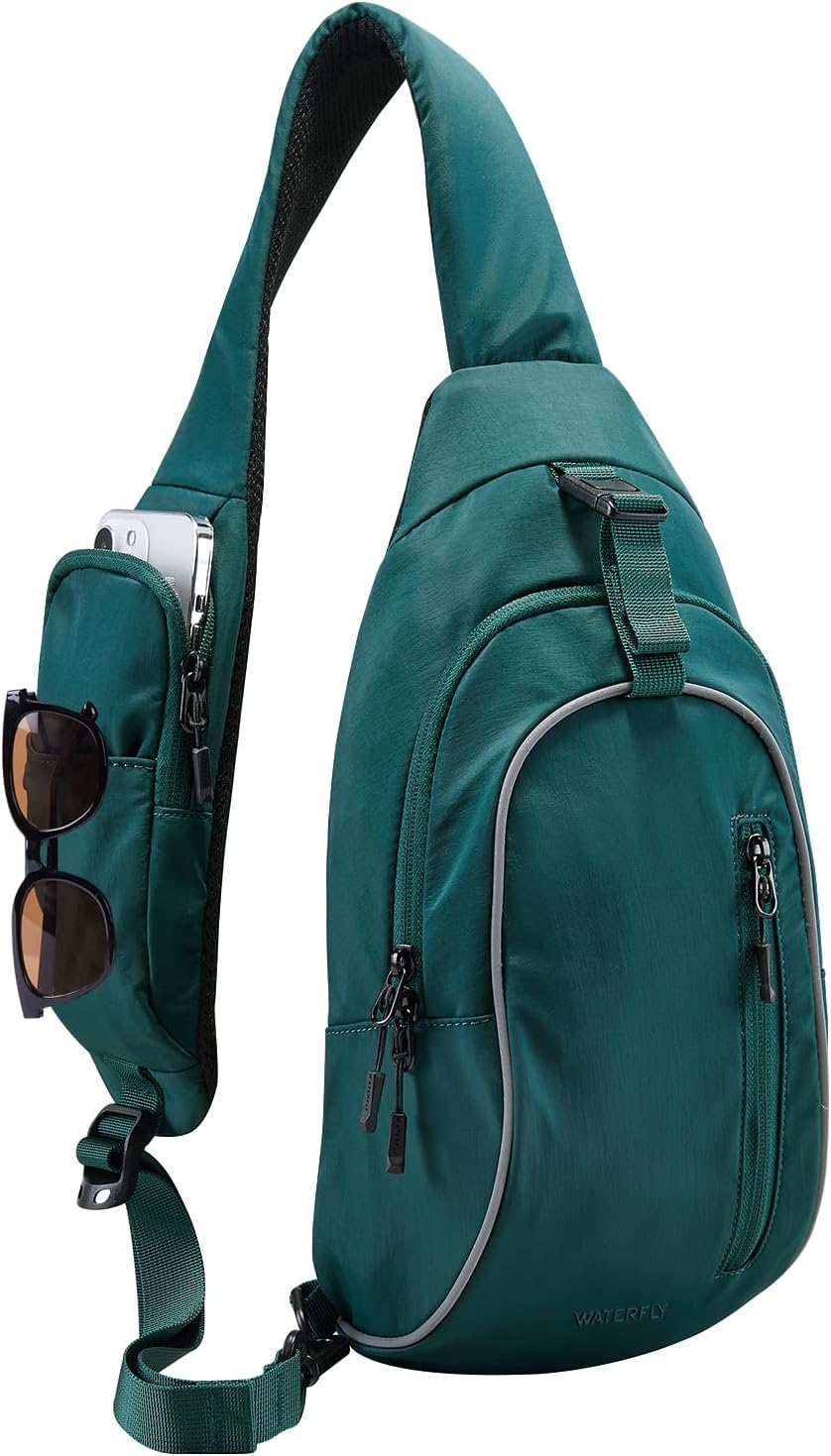 WATERFLY Crossbody Sling Backpack for Women Men Sling Bag for Traveling Chest Shoulder Bag Hiking Chest Bag Daypack