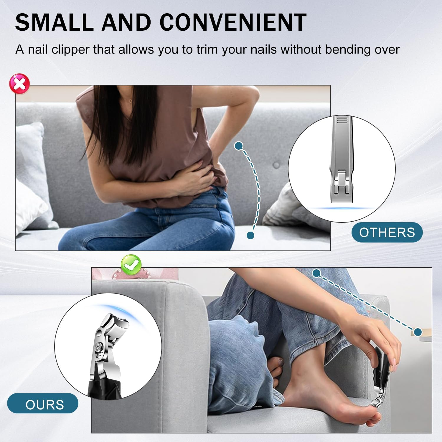 Clipmaster Pro Nail Clippers for Seniors, Clip Master Pro Toenail Clippers, Long Handled Ergonomic Curved Toenail Clippers for Seniors, Wide Jaw Thick Toenail Clipper Men Women, 2 PCS - 2 Pcs image number 6