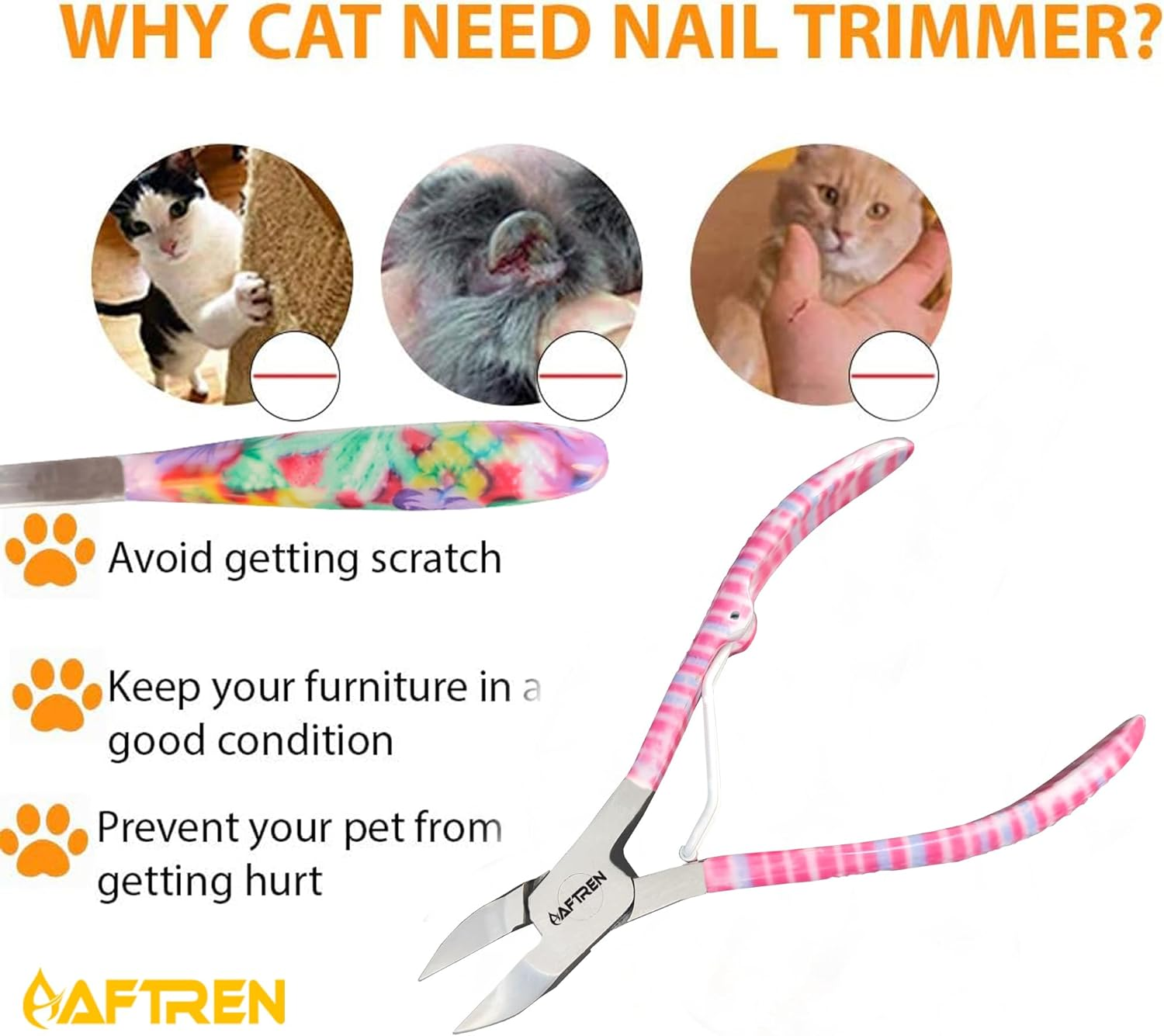 Dog Claw Grooming Toenail Clippers, Professional Stainless Steel Nail Clippers for Thick Puffy Nails, Podiatrist, Pedicure Tool, Sharp Blade for Cats and Dogs, 5.5 Cm, Pink image number 3
